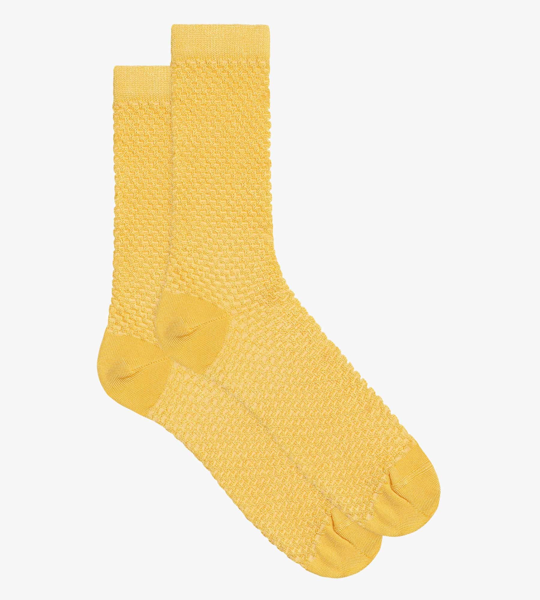 Women's Viscose Socks with Waffle Texture in Lemon Color - Stylish & Comfortable for Everyday Wear, Work, and Casual Outfits