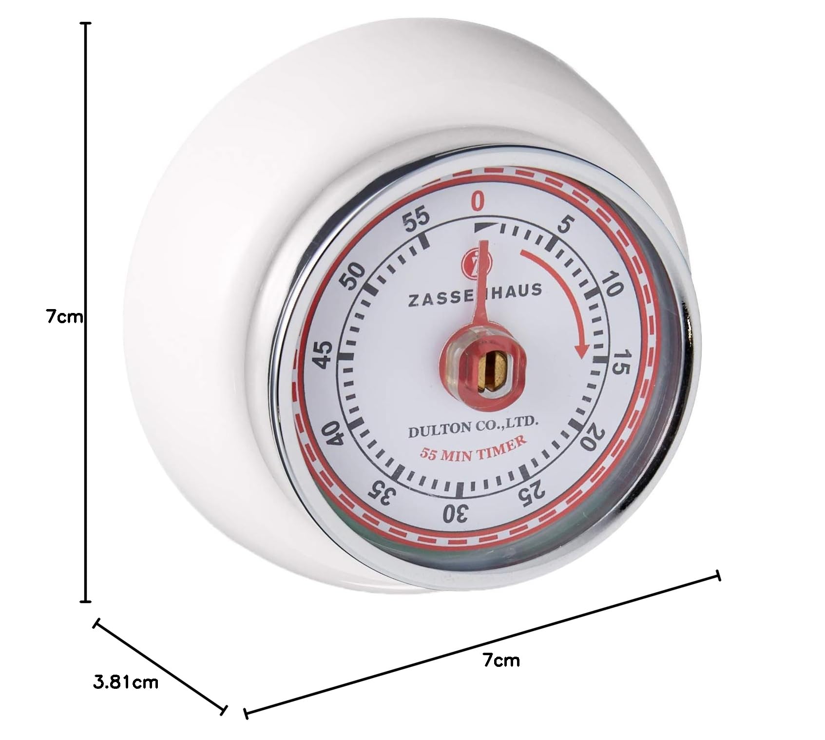 Zassenhaus 72242 - Speed Kitchen Timer, White - Perfect for Cooking, Baking & Meal Prep