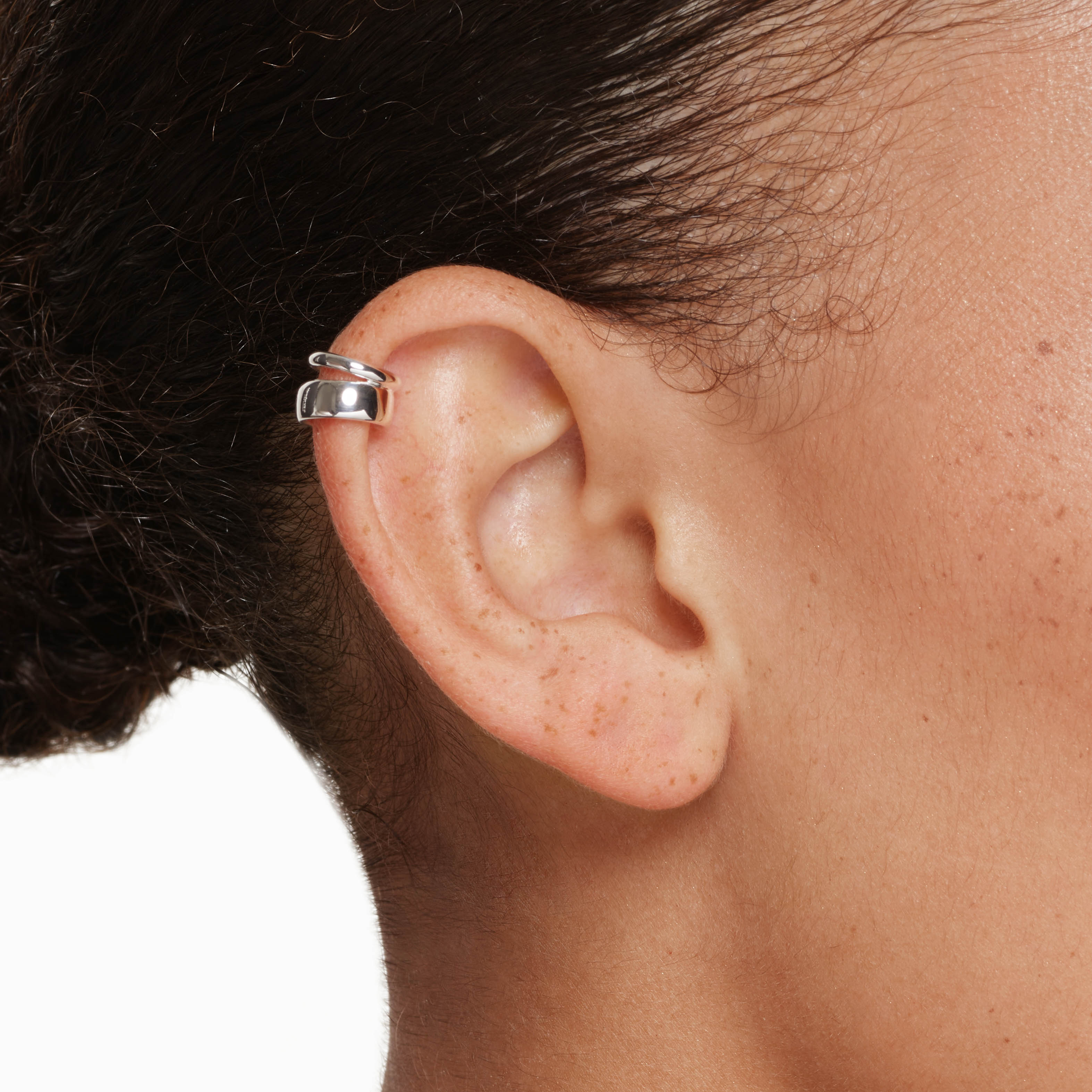 Silver Split Band Single Ear Cuff - Minimalist Earring for Cartilage & Helix Piercing - Perfect for Parties, Weddings & Everyday Wear