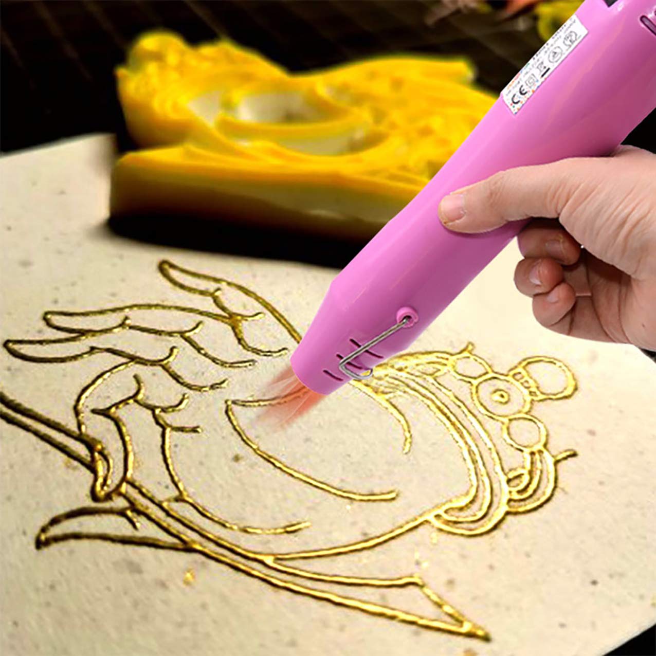 300W Mini Heat Gun for Crafts - 6.6ft Cable Electric Heating Tool for Resin, Acrylic Paint Drying, DIY Projects - Multi-Purpose Nozzle (Rose Color) - Perfect for Jewelry Making, Shrink Wrapping & Home Repairs