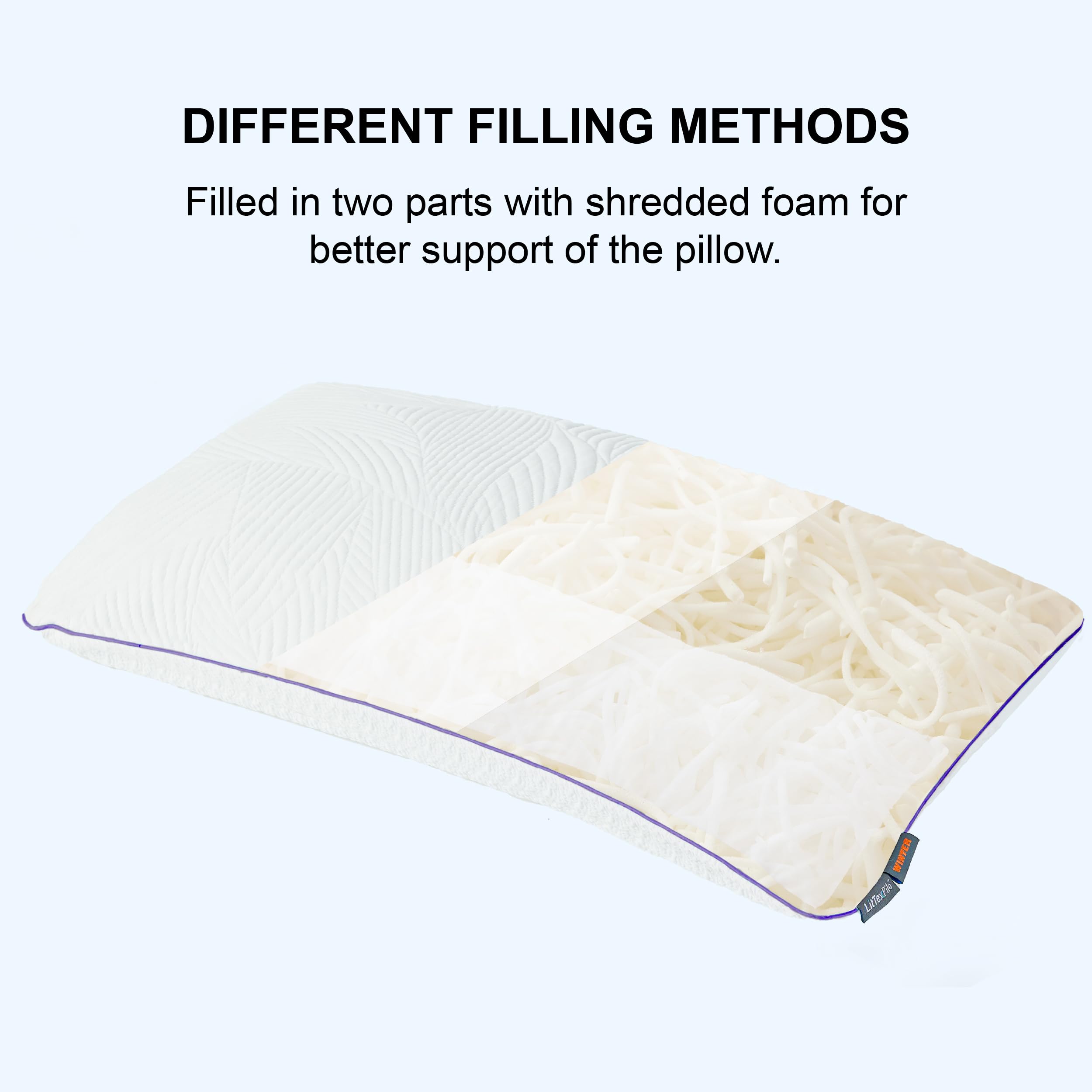Shredded Memory Foam Pillows - Queen Size Set of 2, Cooling & Adjustable for Hot Sleepers, Washable Cover for Home & Travel