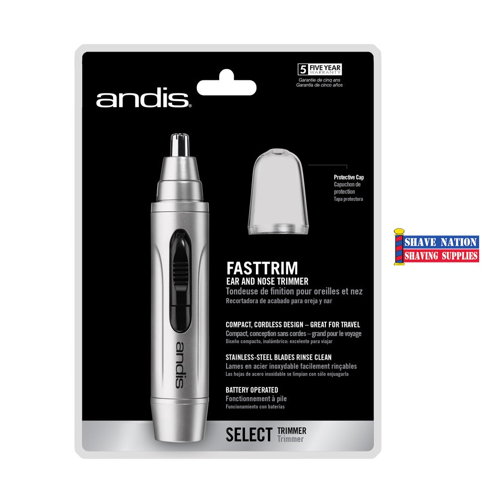 Andis Fast Trim Nose & Ear Hair Trimmer for Men - Professional Grooming Tool for Facial Hair, Eyebrows & Body - Painless & Precise Personal Care at Home or Travel