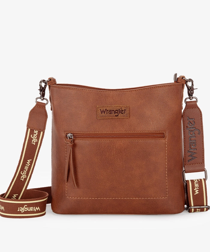 Wrangler Casual Plain Zipper Crossbody Bag for Women & Men - Lightweight Travel Shoulder Purse for Everyday Use, Shopping, and Outdoor Activities