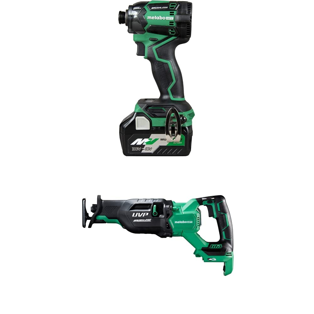 Metabo HPT 36V MultiVolt™ Cordless Triple Hammer Impact Driver & Reciprocating Saw Kit - Powerful Brushless Motor, 4.0Ah Battery - Perfect for Construction, Woodworking & DIY Projects