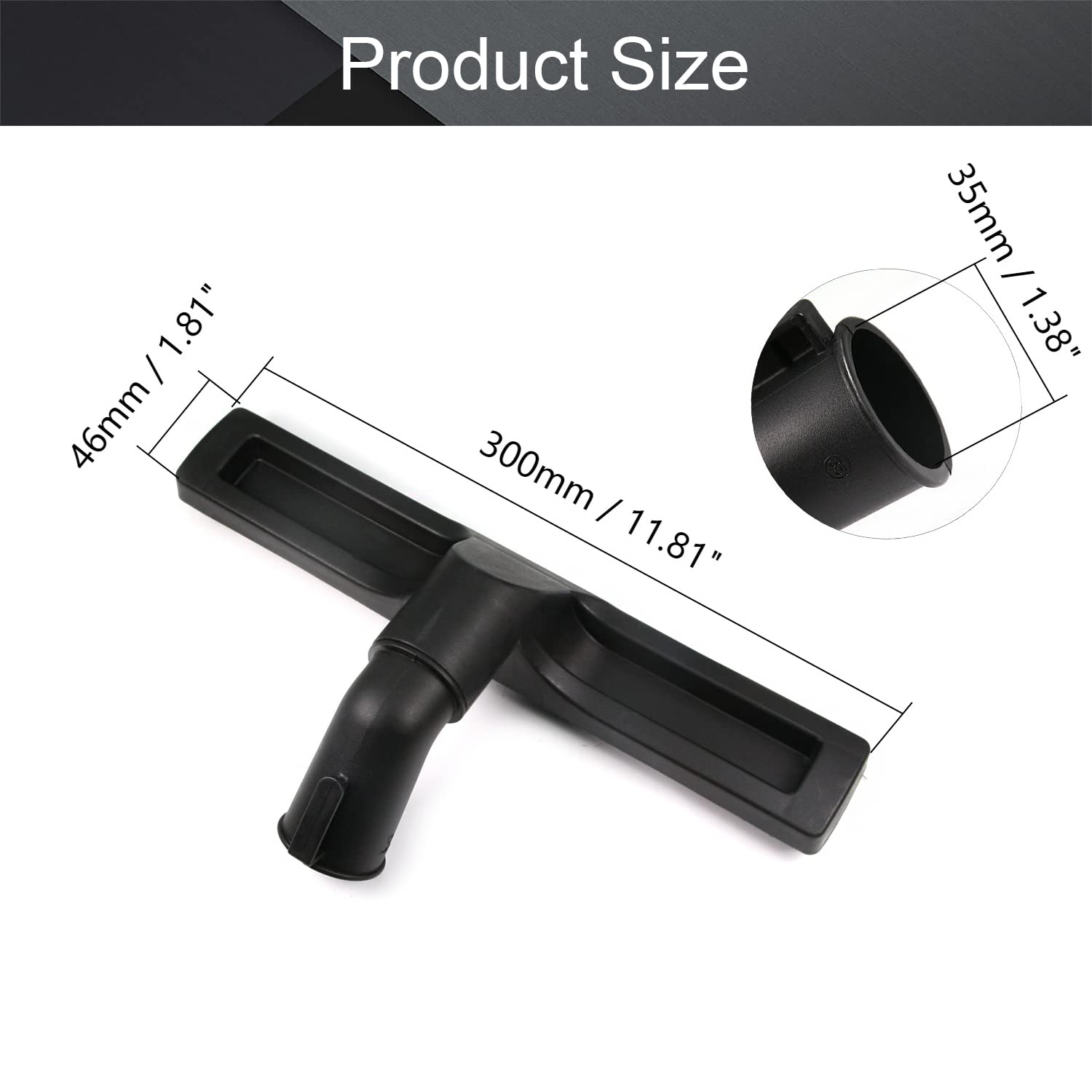 Othmro 1-Piece Flat Crevice Tool - 300mm Length, PP Plastic, Black - Universal Vacuum Cleaner Accessory with Quick Release (32mm Nozzle) - Perfect for Tight Spaces, Corners, and Hard-to-Reach Areas in Home Cleaning
