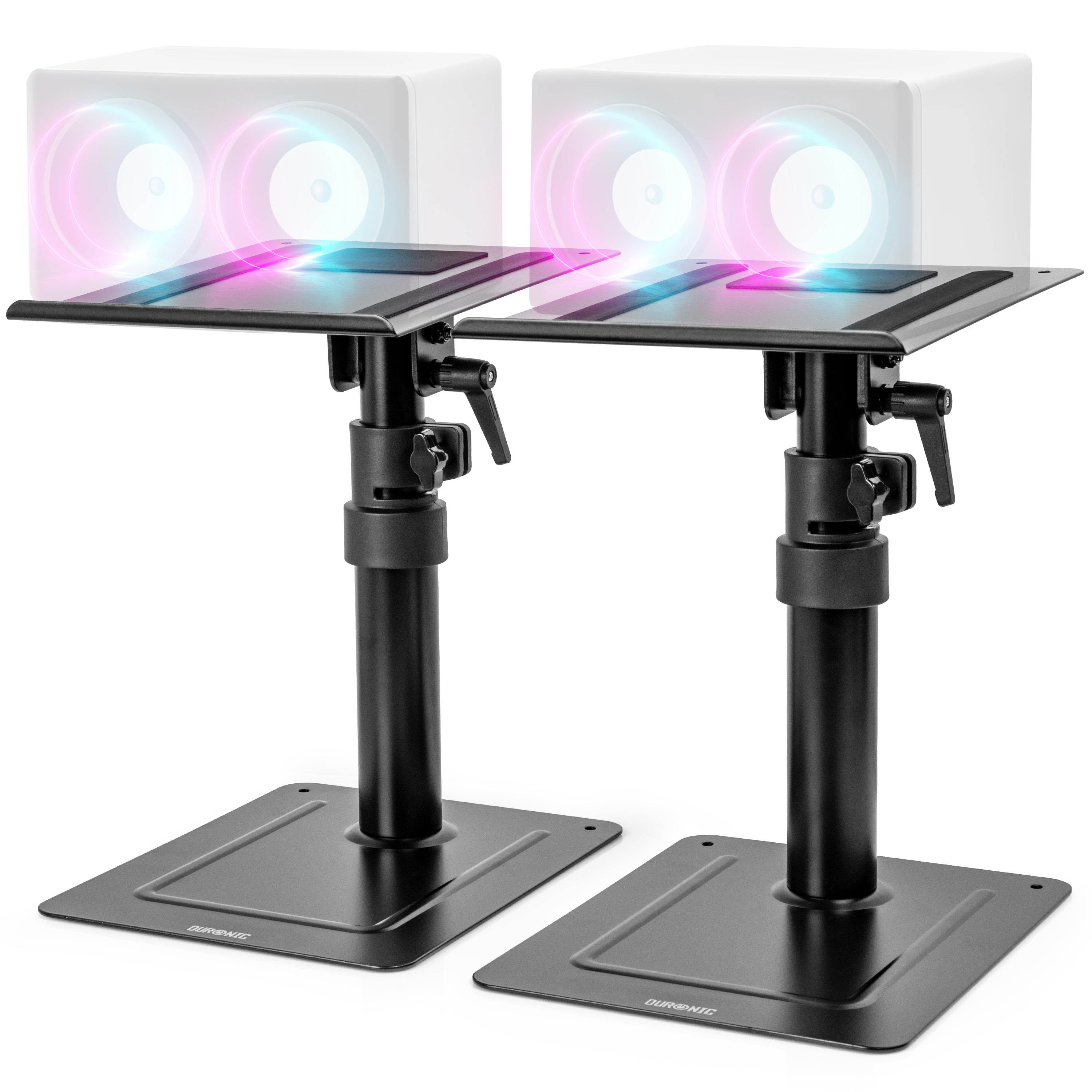 Duronic SPS30 Adjustable Dual Speaker Stands - Height & Tilt Desk Mount for Bookshelf Speakers | Perfect for Home Entertainment, Gaming & Music Presentations | Sturdy Monitor Riser & Speaker Brackets for Optimal Sound Experience
