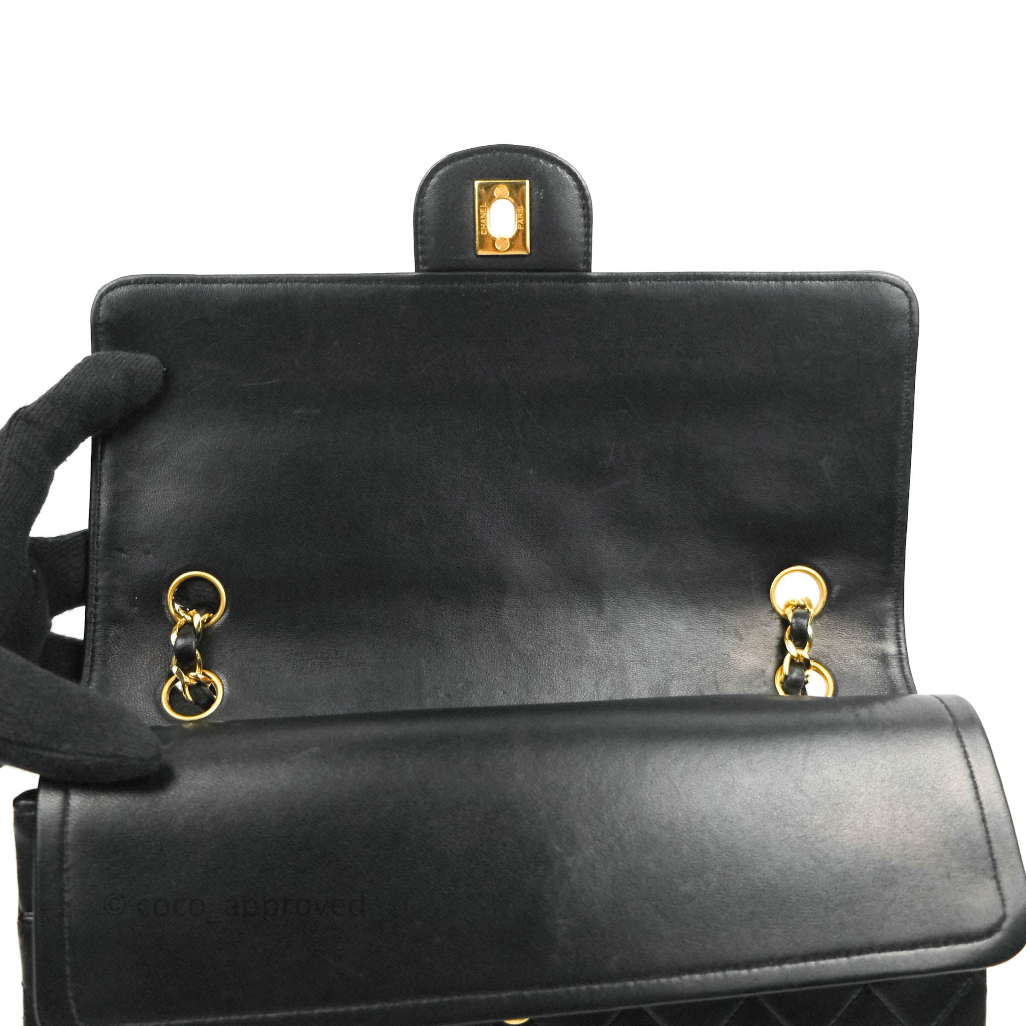 Vintage Chanel Classic Double Flap Bag in Black Lambskin Leather with 24K Gold Hardware - Luxury Handbag for Women, Perfect for Evening Events & Special Occasions