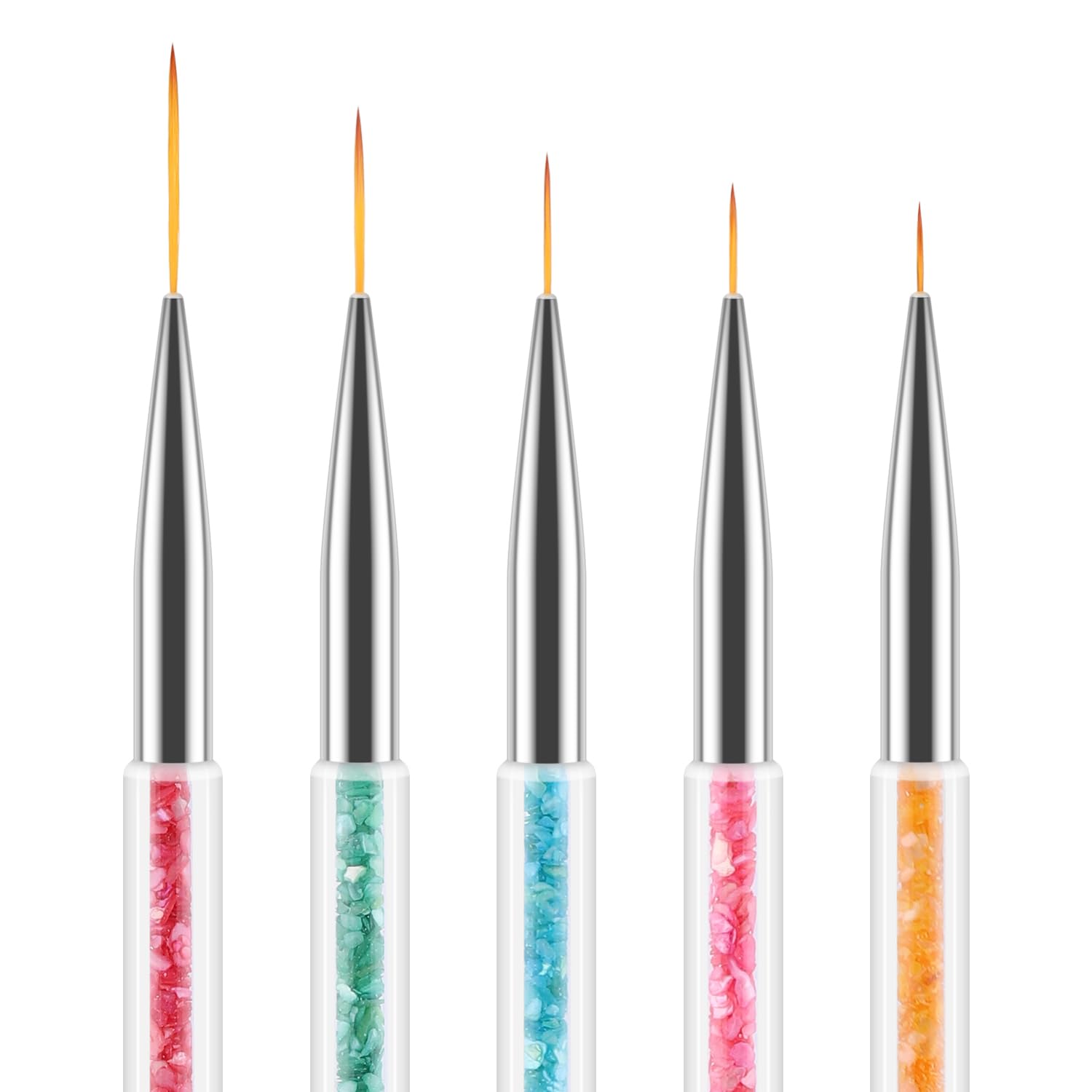 TEOYALL Nail Art Brushes Set - 7/9/11/15/20mm Fine Striping & Precision Detail Drawing Brushes for Professional Nail Design - Perfect for Salon, DIY Manicure & Nail Art Enthusiasts