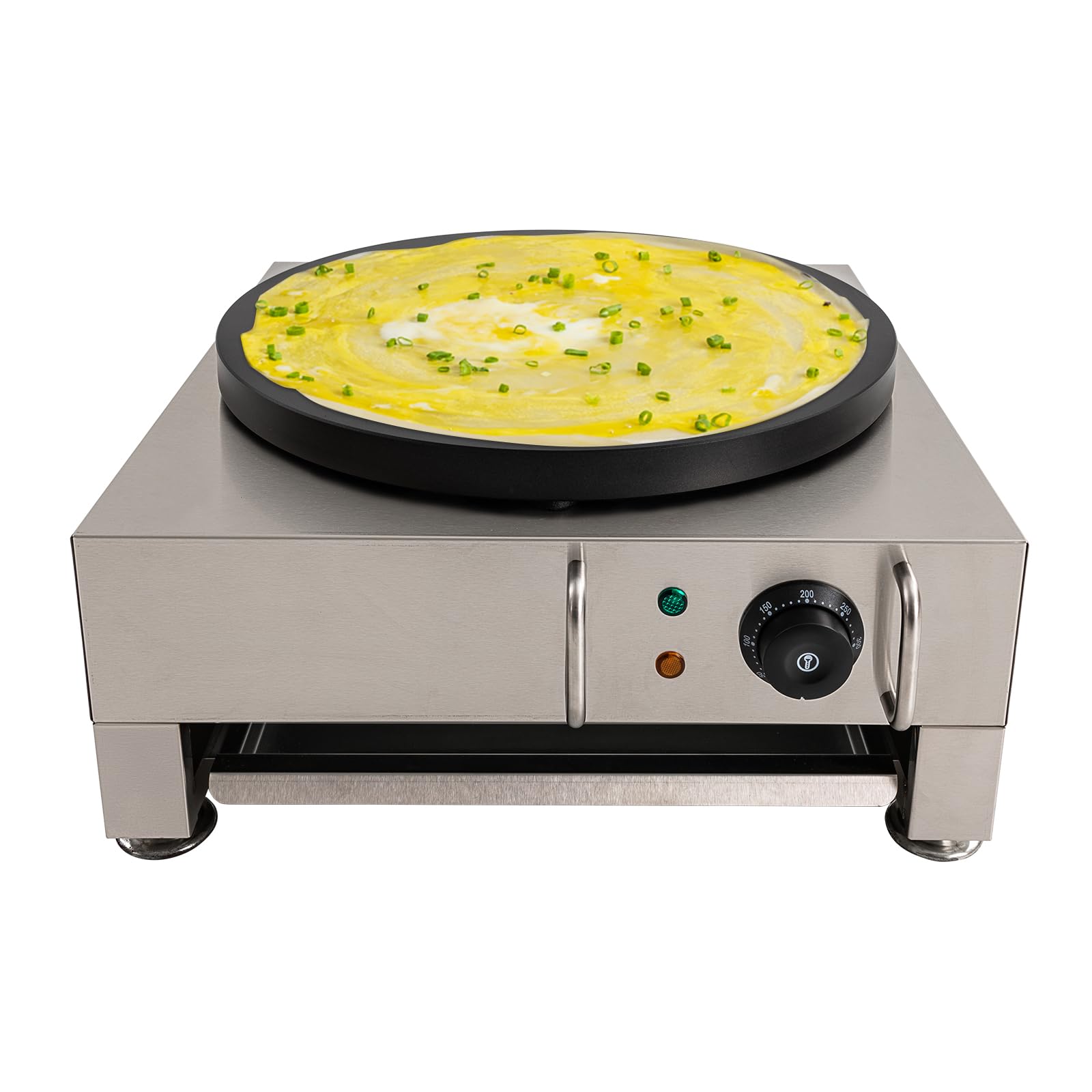 16 Inch Electric Crepe Maker - 2200W 110V Pancake Machine with Adjustable Temperature & Non-Stick Surface, Includes Wooden Spreader - Perfect for Breakfast, Brunch, Desserts & Commercial Crepe Making