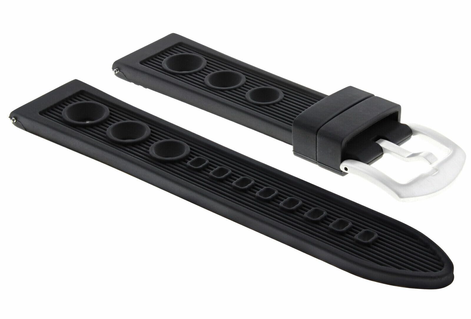 22mm Rubber Diver Watch Band Strap - Compatible with U-Boat Flightdeck 7095 - Black Waterproof Replacement Strap for Men - Perfect for Swimming, Diving & Outdoor Adventures