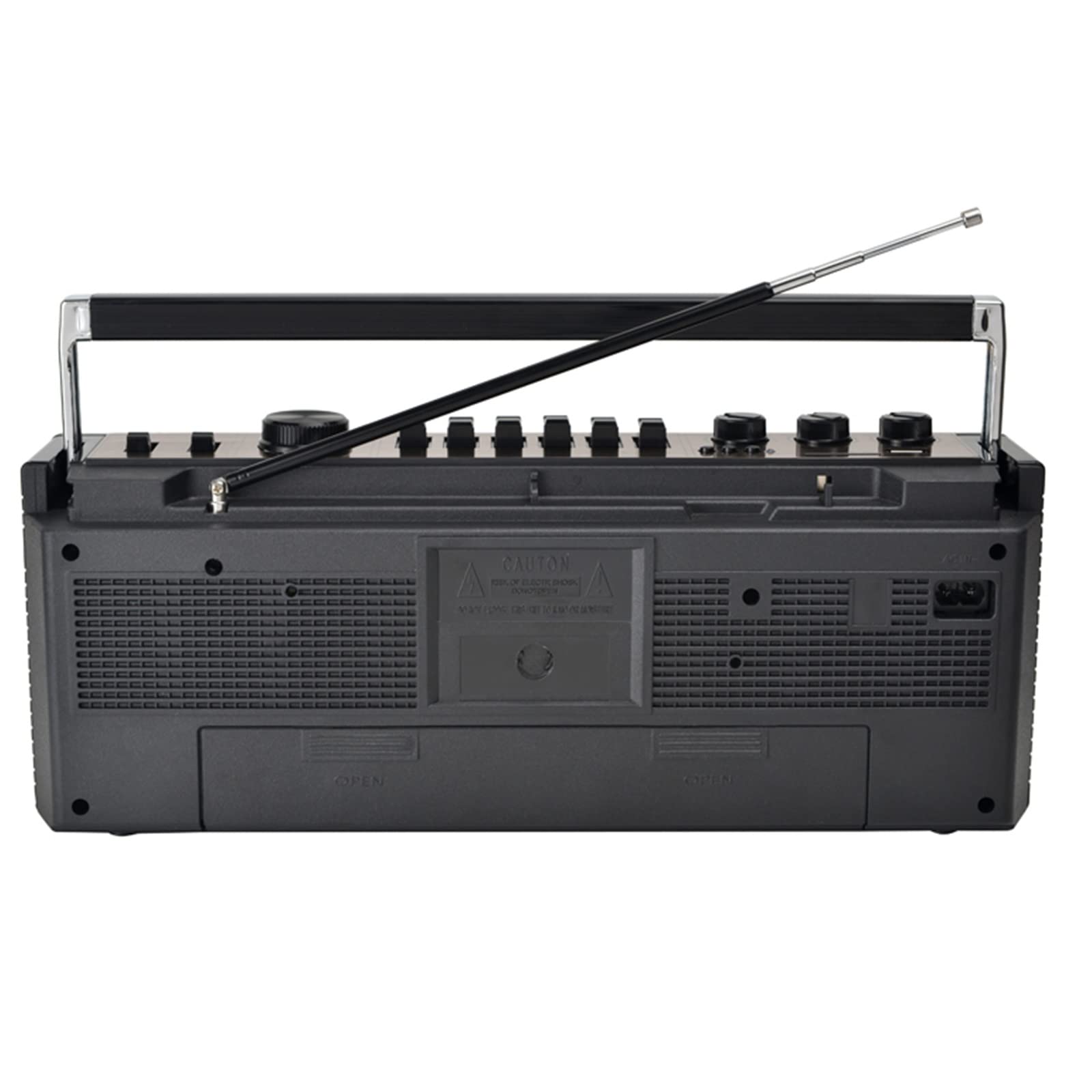 Portable Retro Bluetooth Boombox with Cassette Player, USB/TF Card Playback, Tape Music Recorder, 5.0 Stereo Speaker, FM Radio, Classic 80s Style (Black) - Perfect for Home, Office, and Outdoor Gatherings