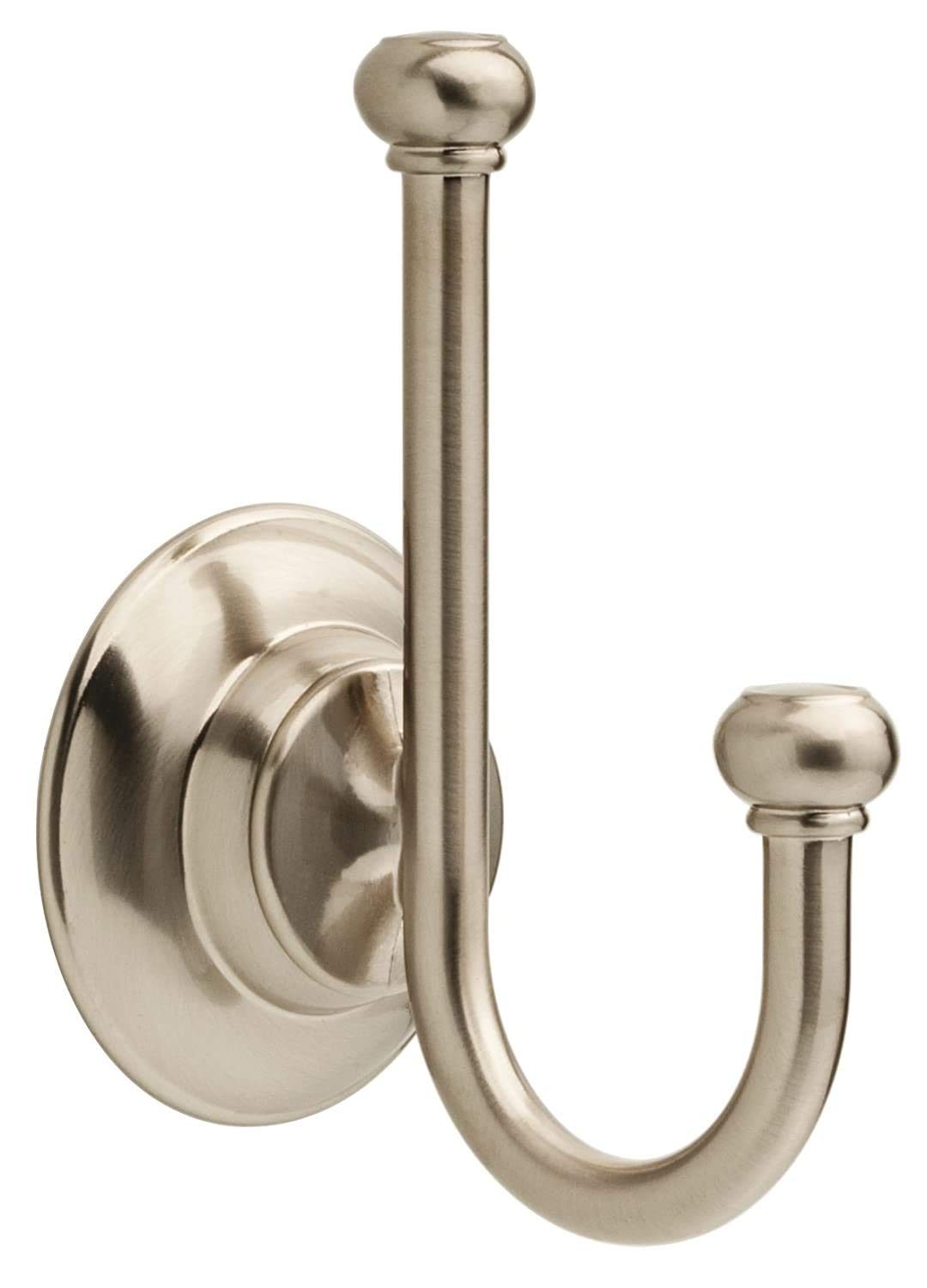 Delta Porter 1-Pack Brushed Nickel Towel Hook - Wall Mounted Bathroom Accessory with SpotShield Finish - Perfect for Hanging Robes, Towels & Bathroom Essentials (PTR35-BN)