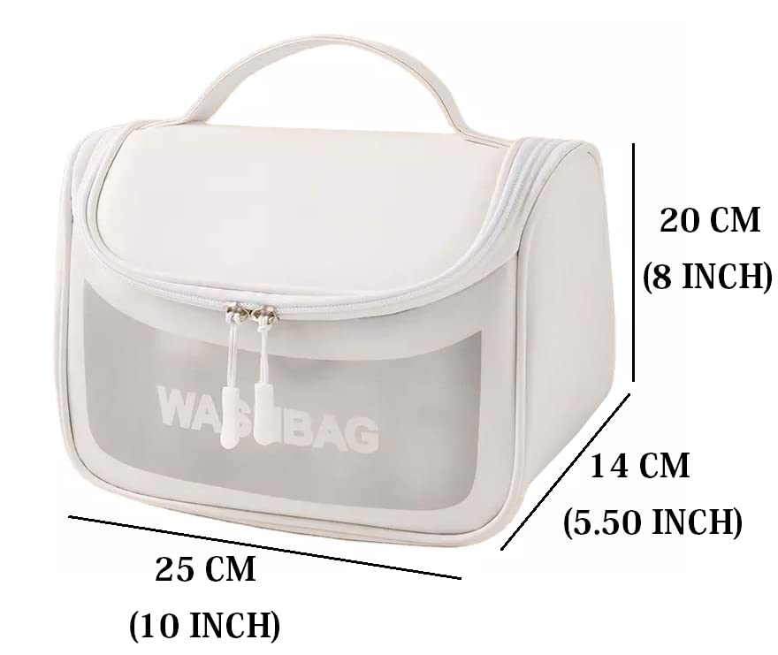VALAMJI Clear PVC Zipper Cosmetic Travel Bag - Waterproof Toiletry Organizer for Makeup, Shampoo, Skincare - Portable Wash Bag for Women & Girls - Perfect for Travel, Gym, Camping & Daily Use