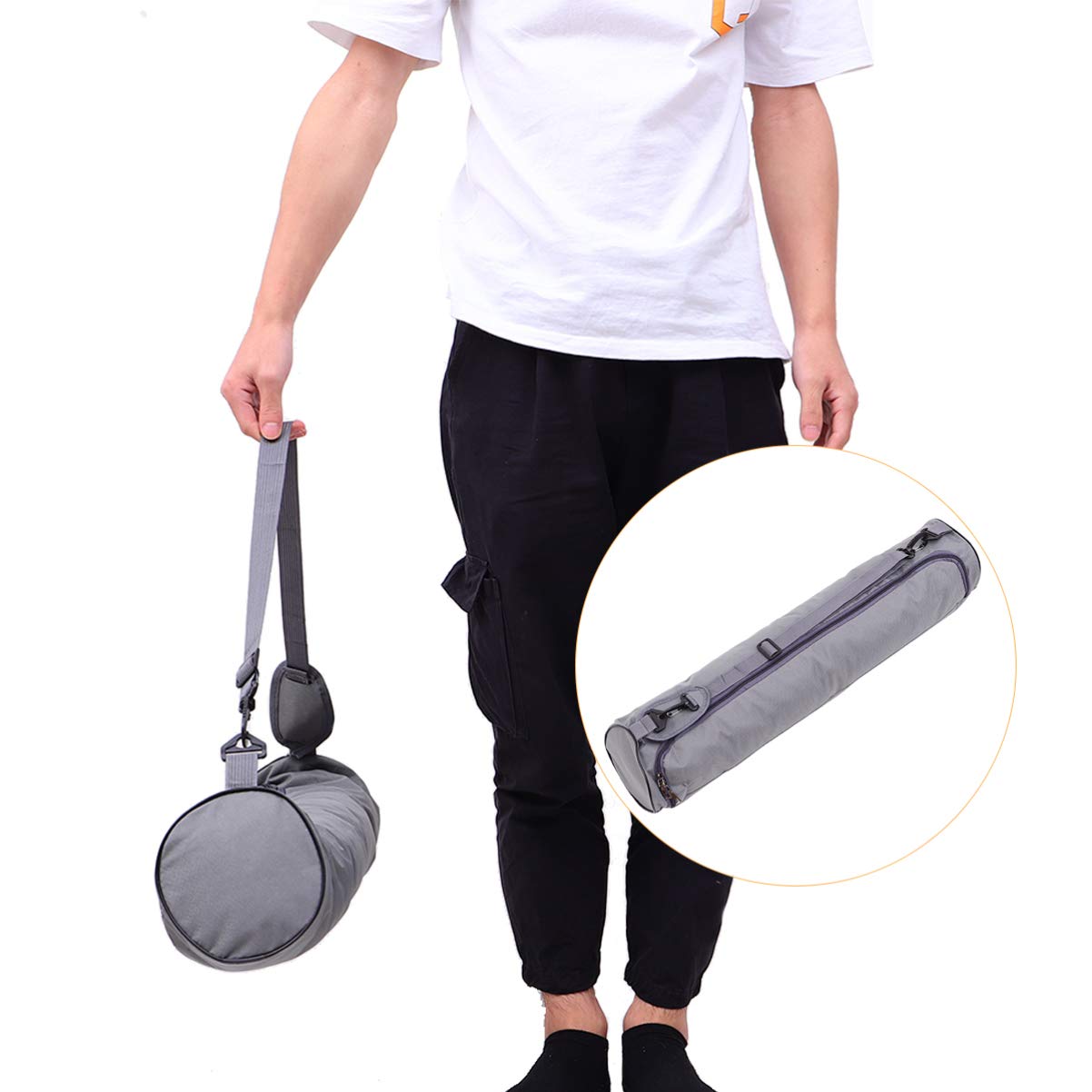 BESPORTBLE Waterproof Full-Zip Yoga Mat Bag - Adjustable Shoulder Strap, Durable Canvas Storage Carrier for Exercise & Travel (Black) | Perfect for Gym, Yoga Class & Outdoor Activities