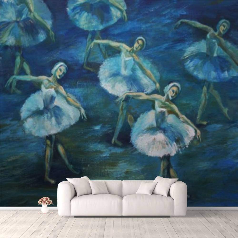 3D Swan Lake Ballet Painting Wallpaper - Self-Adhesive Acrylic Wall Mural with Full Spectrum Colors | Peel & Stick Decor for Bedroom, Living Room, Dorm | Easy Application on Walls, Ceiling & Wardrobes | Perfect for Home Decor, Nursery & Office Spaces