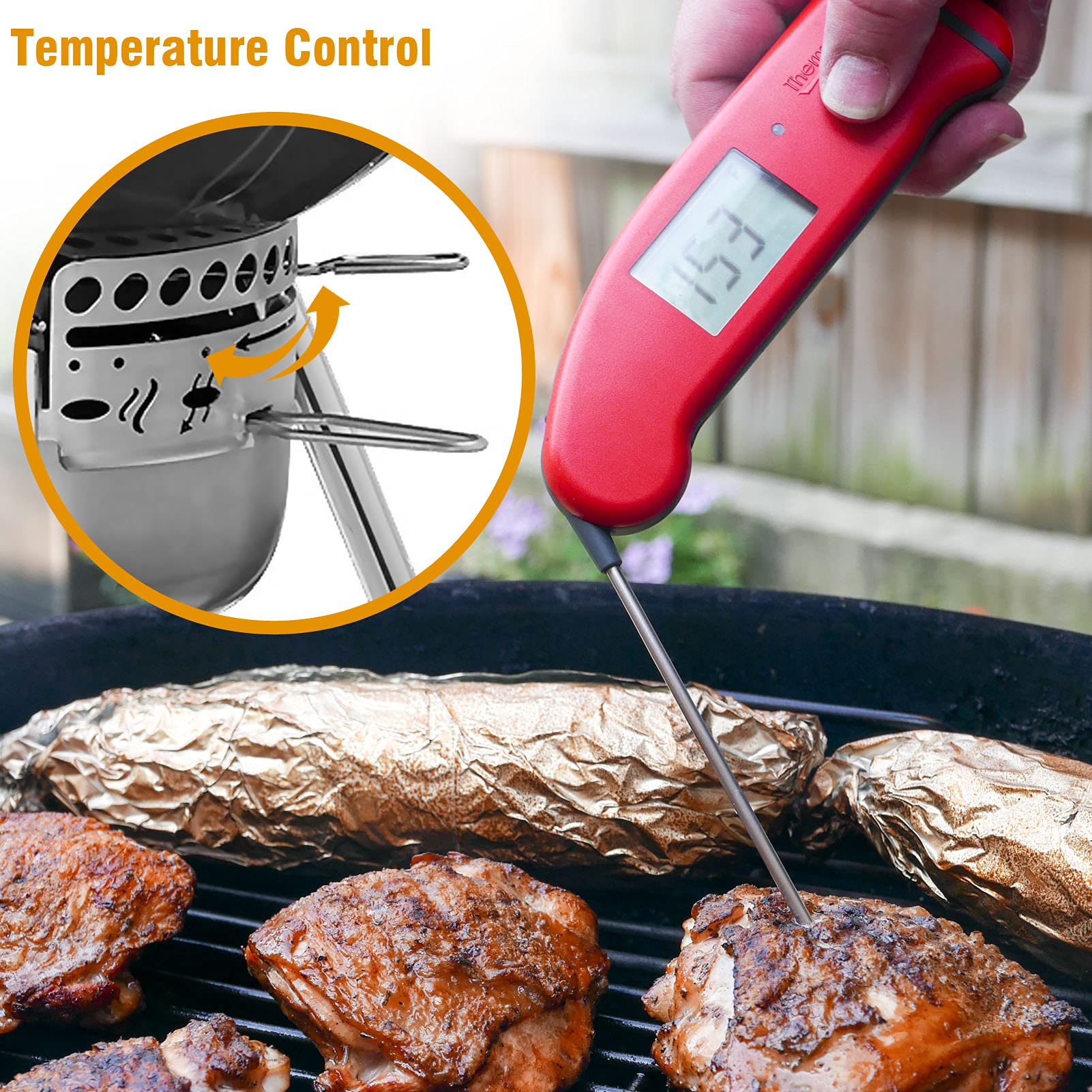 Weber Kettle Grill 22.5-Inch One-Touch Cleaning System Replacement Kit (Fits Weber 7444) - Durable Silver Ash Cleaner for Easy BBQ Maintenance - Perfect for Backyard Grilling & Outdoor Cooking Parties