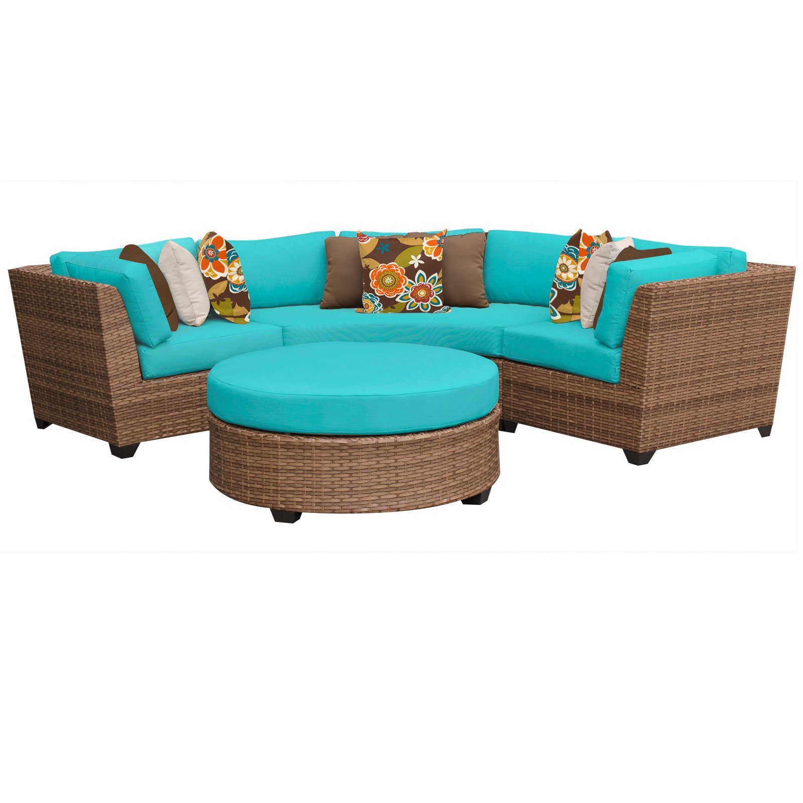 TK Classics 4-Piece Laguna Outdoor Wicker Patio Furniture Set - Weather-Resistant Rattan Sofa with Coffee Table - Perfect for Backyard, Poolside, and Garden Relaxation