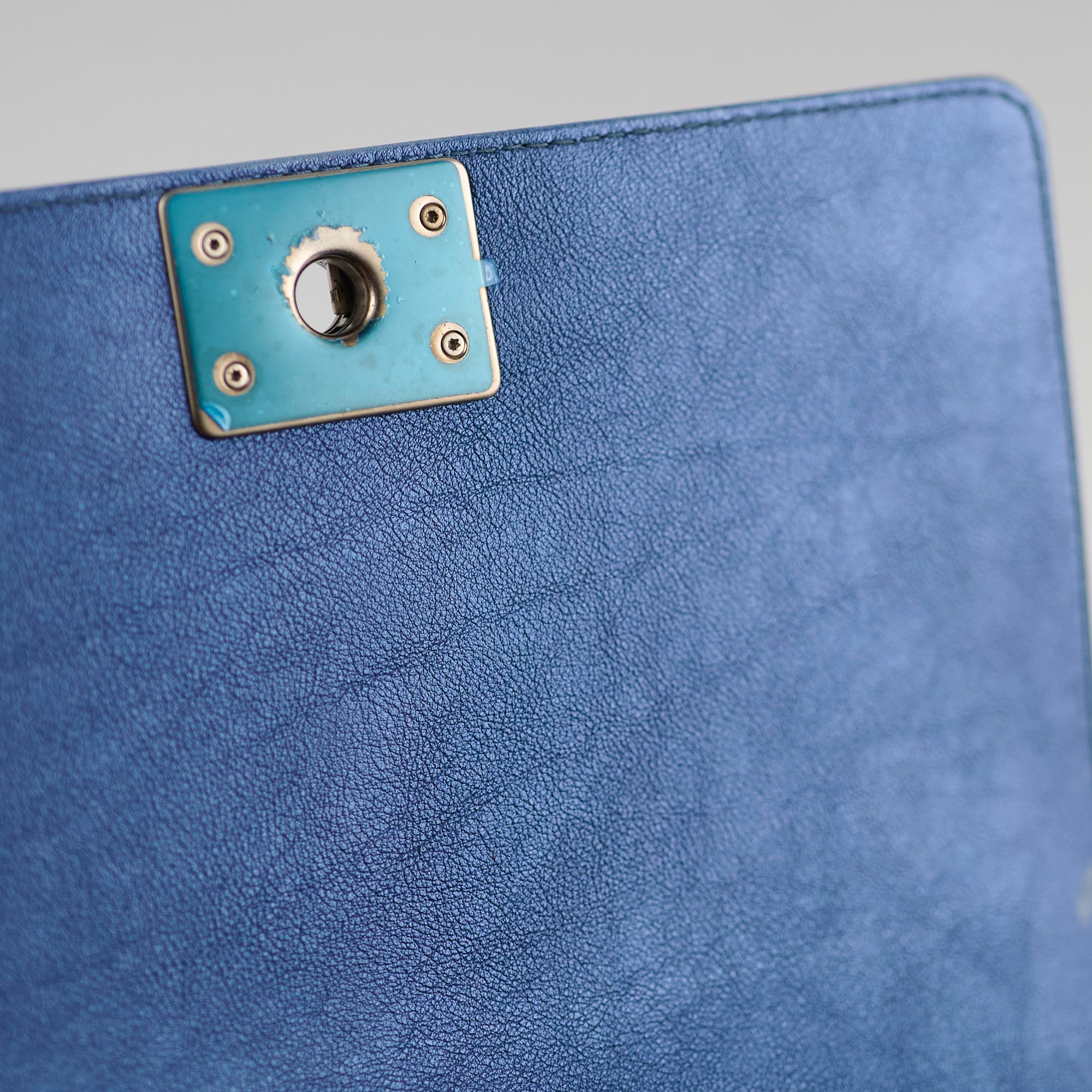 Chanel Old Medium Boy Bag in Metallic Blue - Luxury Crossbody Handbag for Women, Perfect for Evening Events & Date Nights