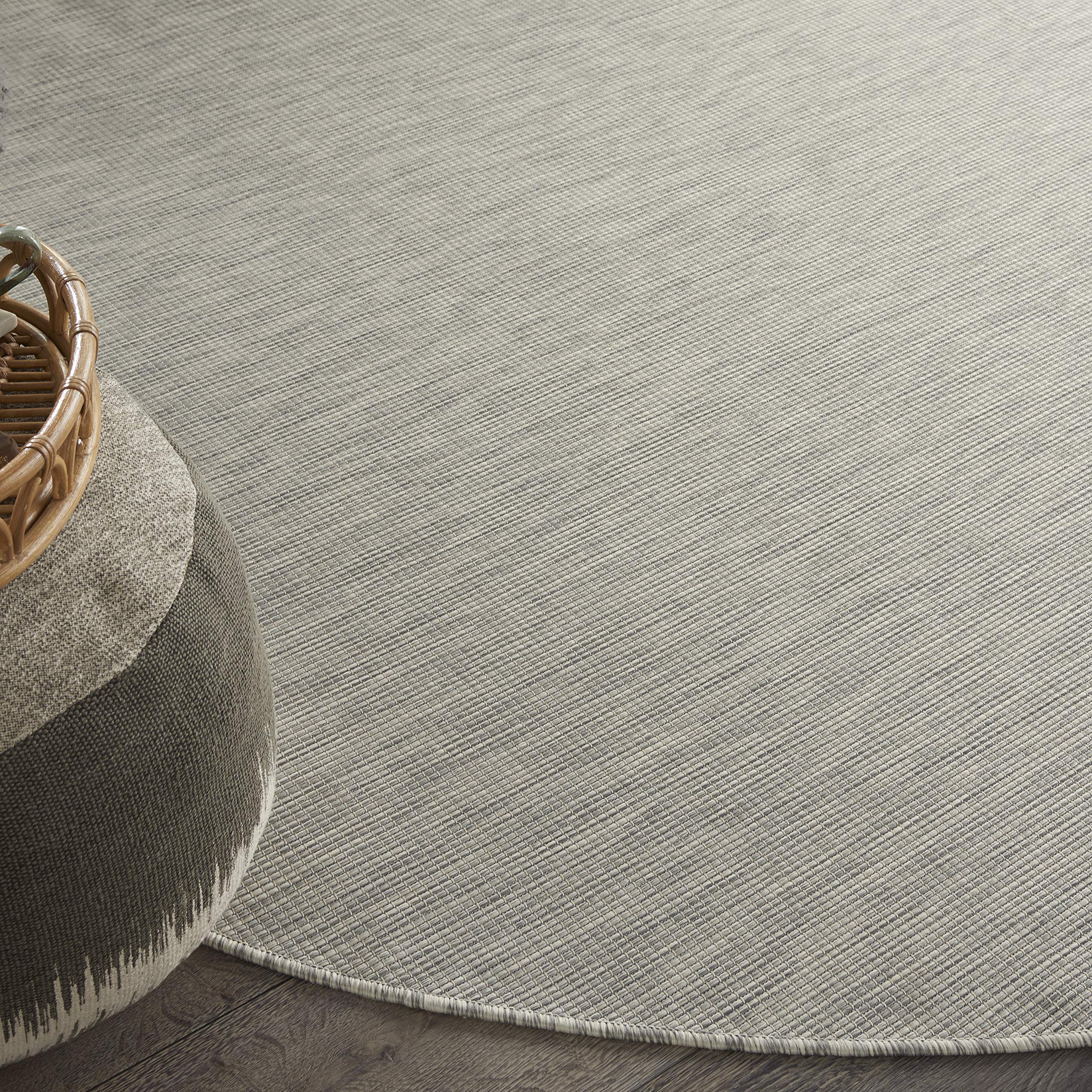 Nourison Positano 8' Round Light Grey Indoor/Outdoor Area Rug - Easy Clean, Non-Shedding for Bedroom, Living Room & Dining Room | Perfect for Backyard, Deck & Patio Use