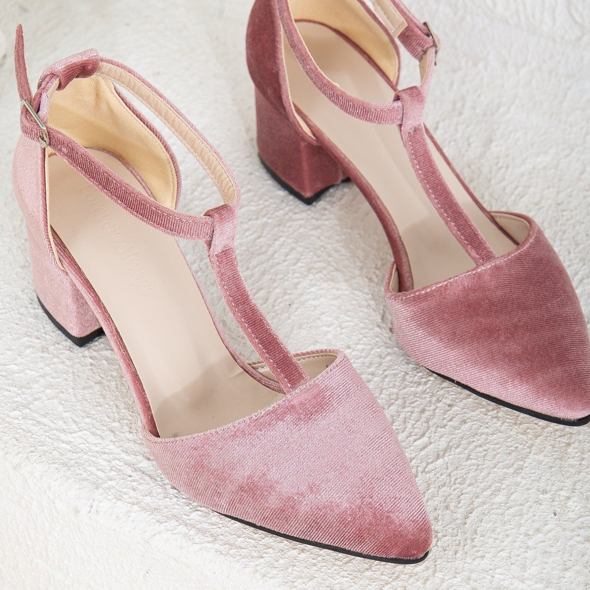 Anicette Rose Velvet Heels - Women's Elegant High Heel Pumps for Weddings, Parties & Special Occasions