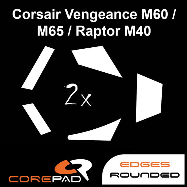 Corepad Skatez Mouse Feet for Corsair Vengeance M60 M65 M65 PRO RGB M65 RGB ELITE Raptor M40 - Ultra Smooth Gliding Gaming Mouse Feet Replacement for Enhanced Precision & Speed - Perfect for FPS, MOBA & Esports Gaming