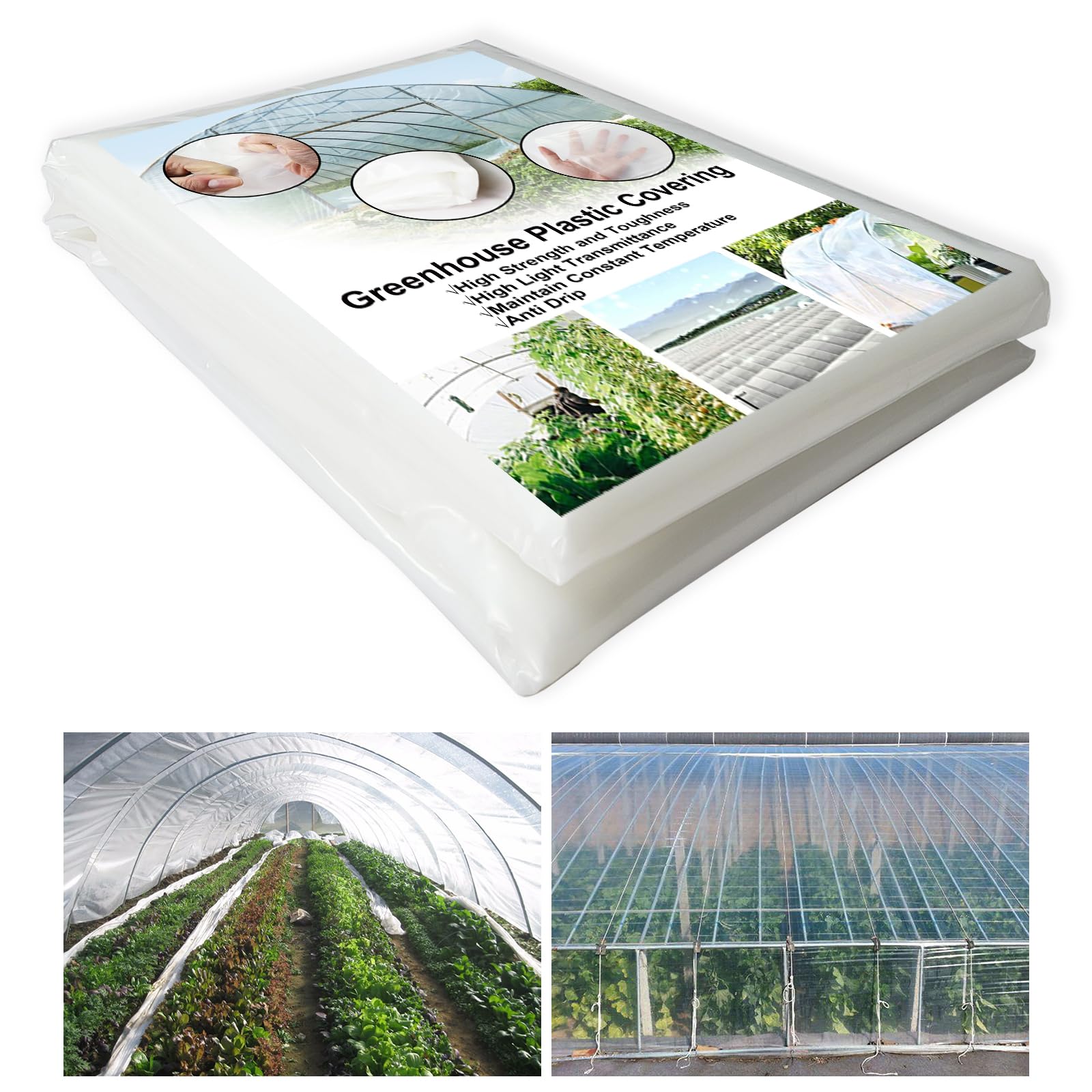 12x25ft Clear Heavy Duty Waterproof Greenhouse Plastic Sheeting - Durable Garden Cover for Raised Beds & Plant Protection - Perfect for DIY Greenhouses, Plant Tunnels & Outdoor Gardening