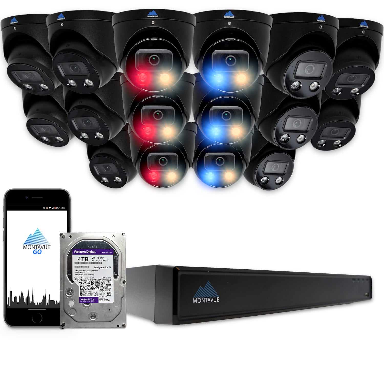 MTT8106 AD AP 4K Active Deterrence Security Camera System with AcuPick Technology & 16 Channel NVR (4TB HDD Included) - Ideal for Home Surveillance, Business Security & Property Monitoring