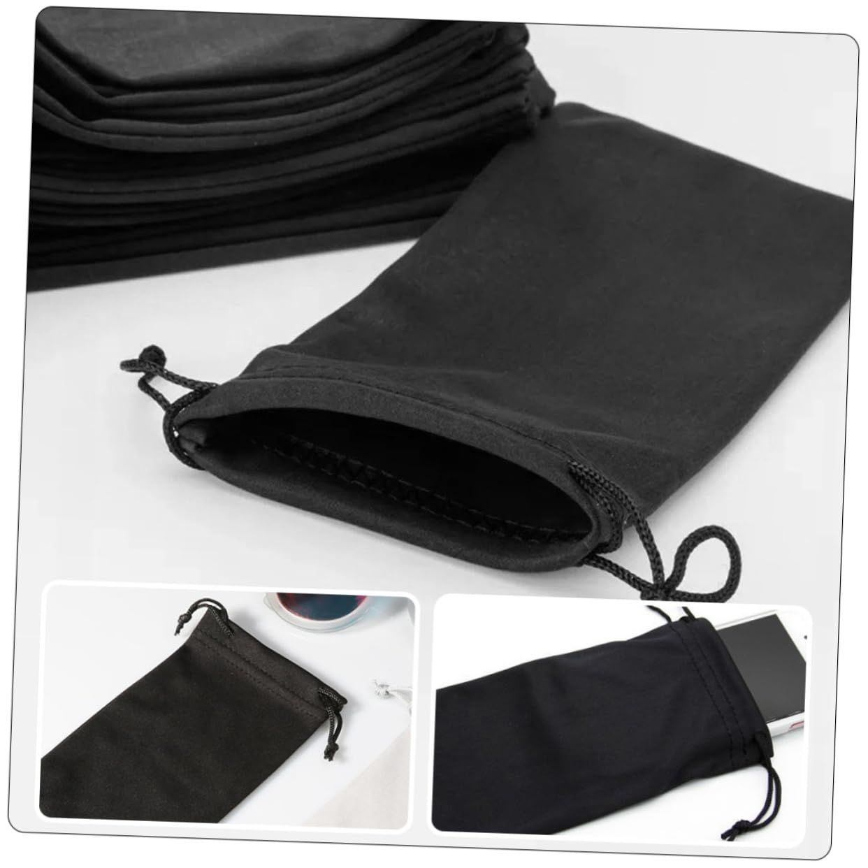 **30pcs Sunglass Drawstring Pouch - Portable Ski Goggle Case, Lint-Free Storage Bag for Snow Goggles & Outdoor Glasses - Perfect for Skiing, Snowboarding & Travel Accessories**