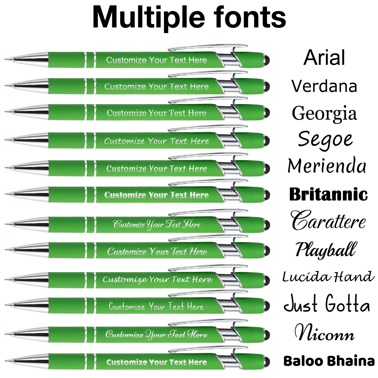 Custom Engraved Ballpoint Pens Bulk 100 Pack - Personalized Stylus Tip Pens with Name/Message - Medium Point Black Ink - Ideal for Office, Birthday & Graduation Gifts for Men & Women - Perfect for Corporate Events, Promotions & Everyday Writing