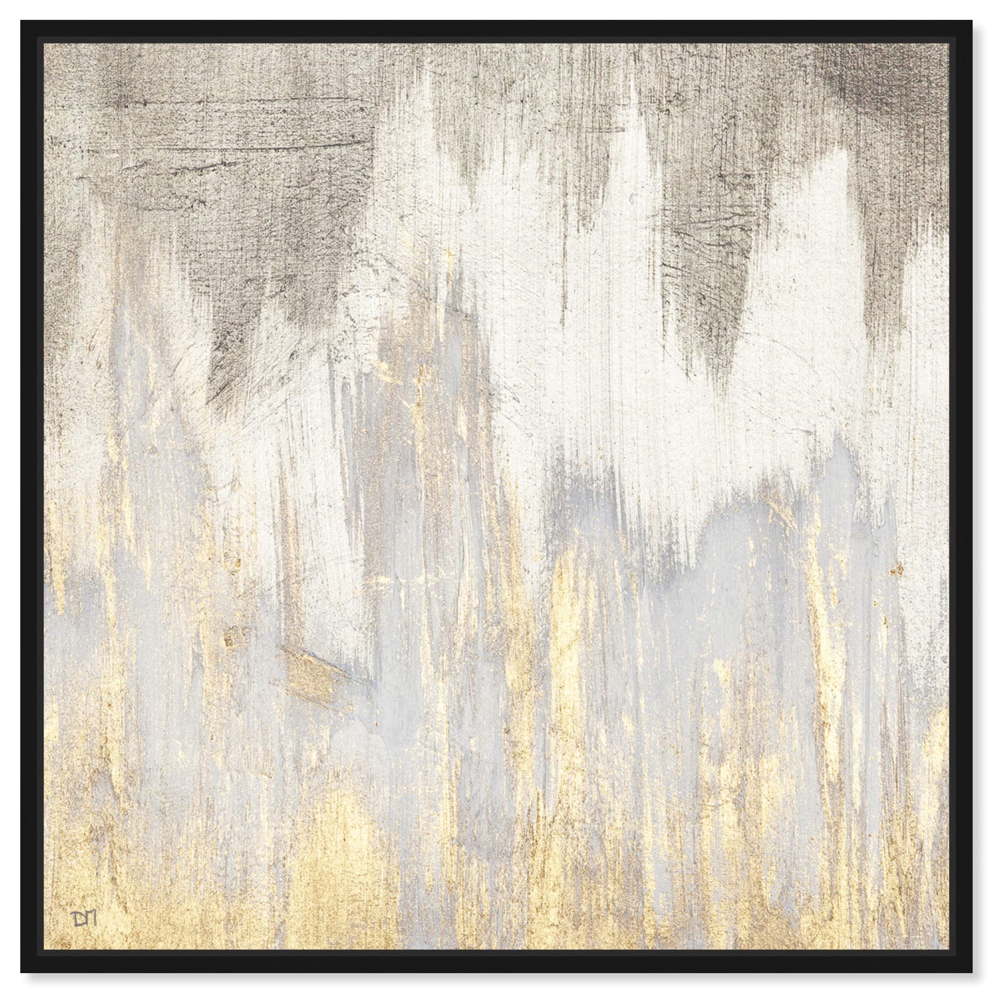 Abstract Framed Wall Art Canvas Prints 'Golden Caves' Painting - Modern Home Decor for Living Room, Bedroom & Office