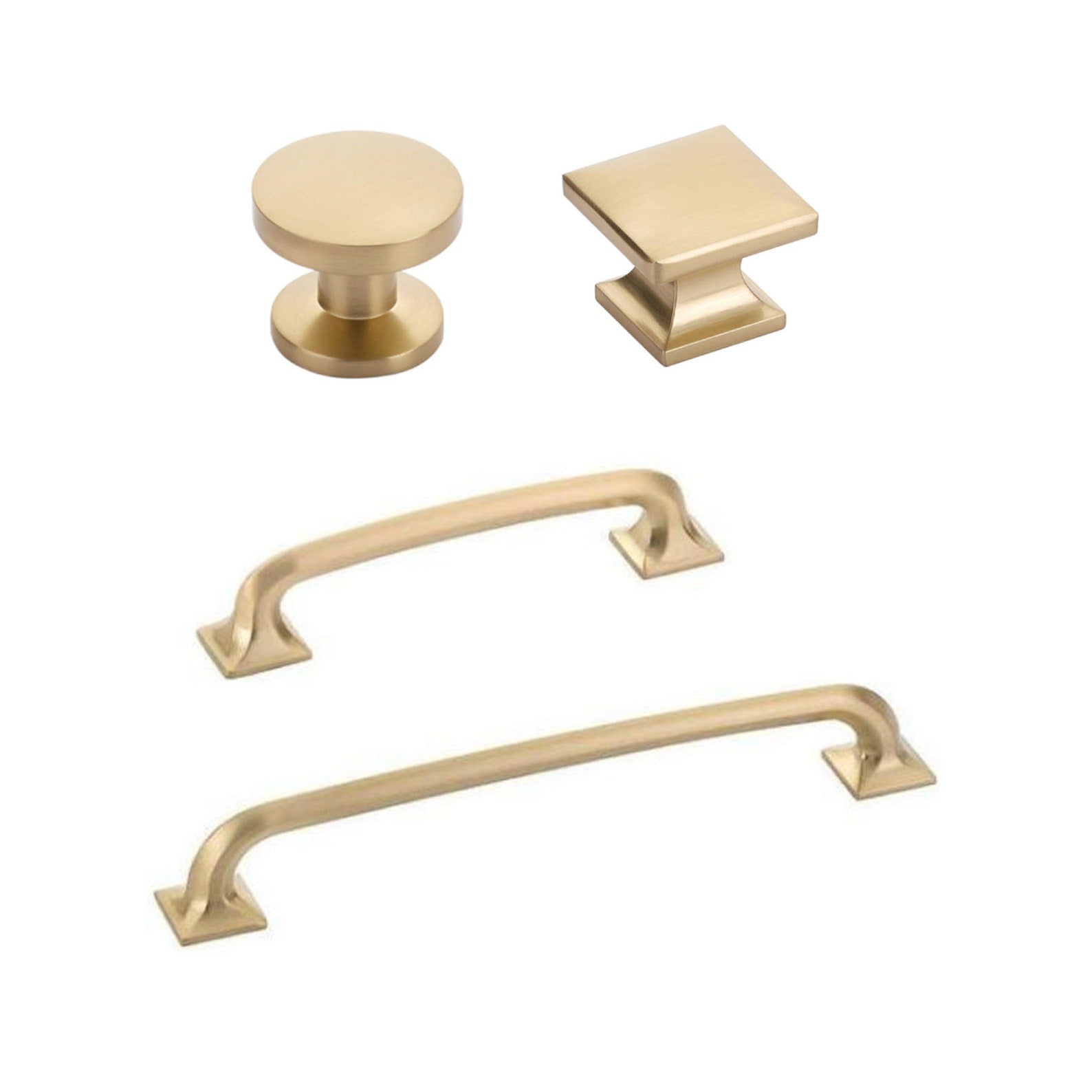 Champagne Bronze Milli Square Cabinet Knobs and Drawer Pulls - Elegant Hardware for Kitchen Cabinets, Bathroom Vanities & Furniture Upgrades (Set of 10)