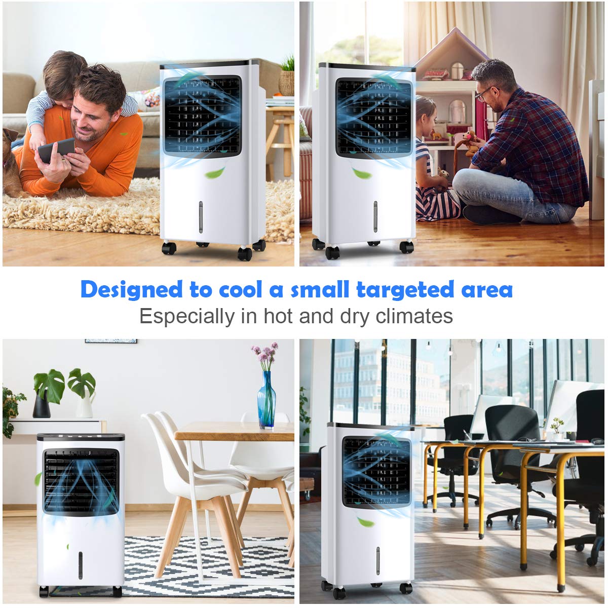 Toolsmepire Portable Air Conditioner & Evaporative Cooler Fan with Remote - 3 Wind Modes & Speeds, Air Circulator Humidifier for Home, Office, Bedroom - Perfect for Summer Cooling & Indoor Climate Control