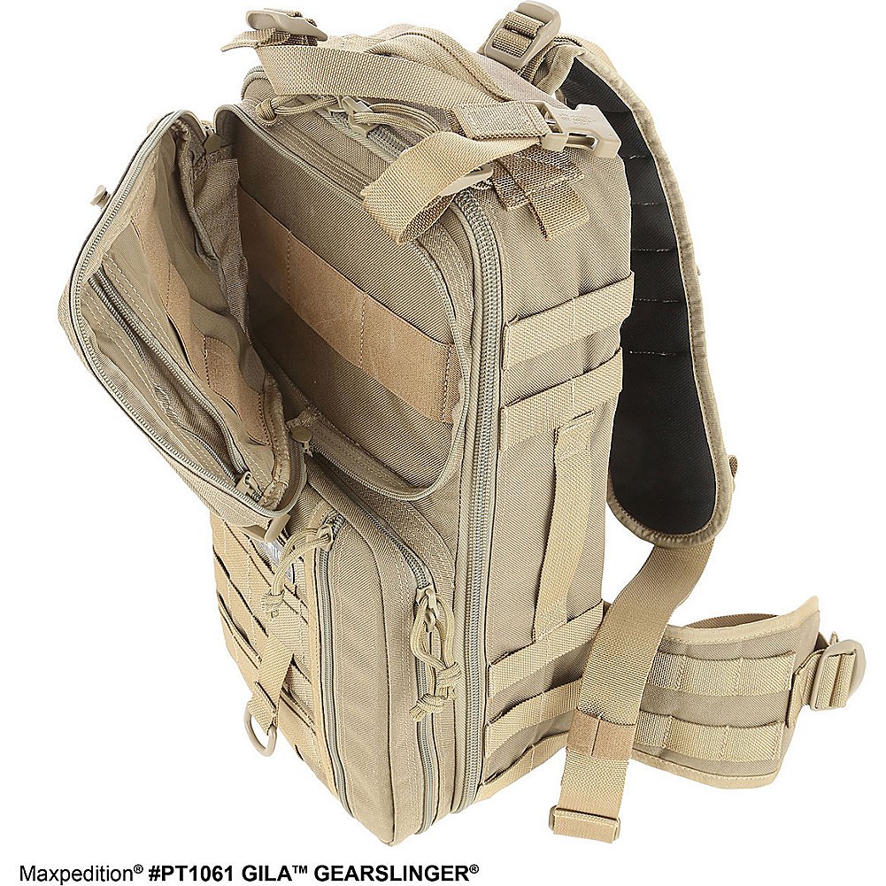 Maxpedition Gila Gearslinger Tactical Backpack - Small Khaki Military Style Daypack for Hiking, Camping & Outdoor Adventures