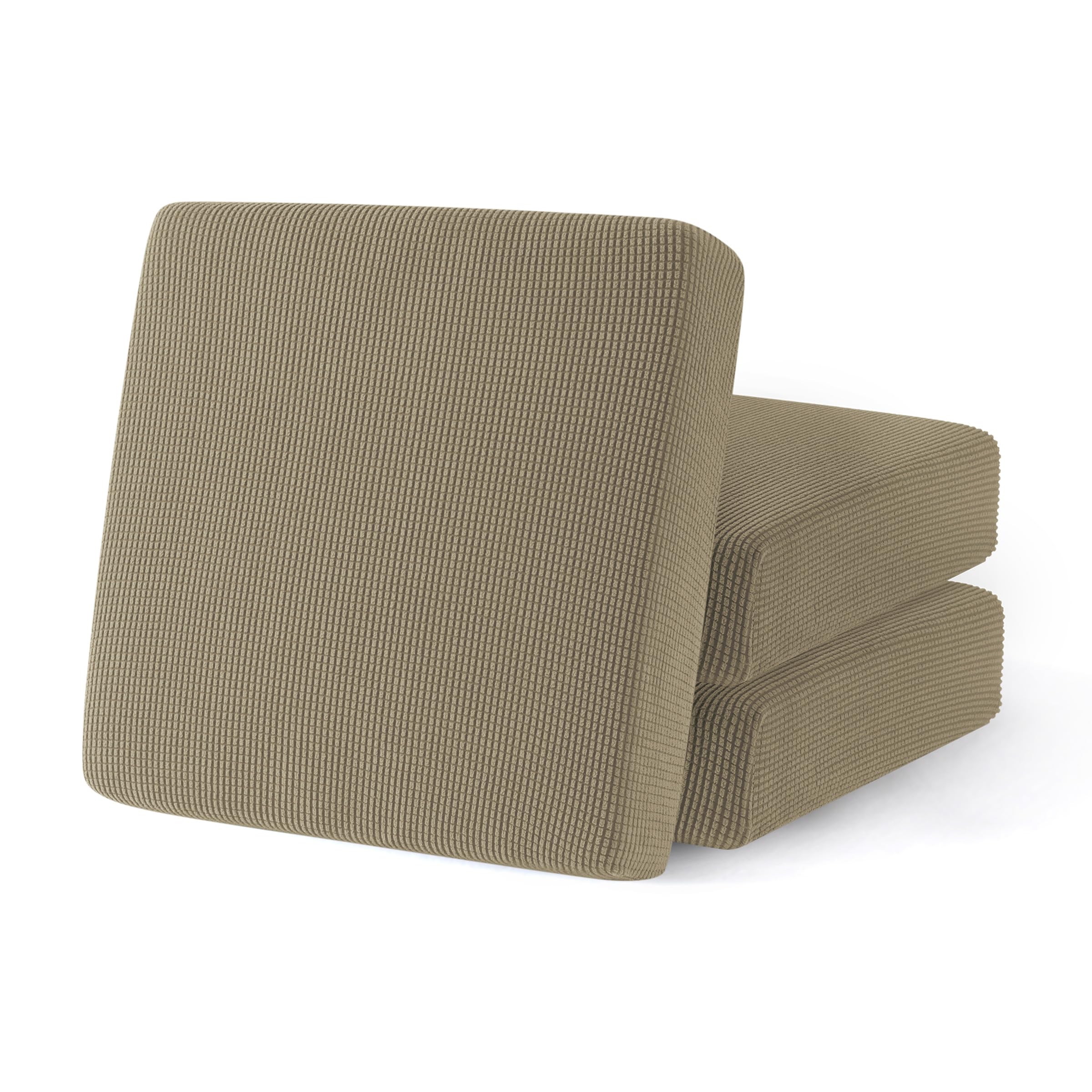 Stretch Cushion Covers 3-Pack - Elastic Spandex Sofa Slipcovers for Couch, Loveseat, Chair & RV Seats - Sand Color Furniture Protectors - Perfect for Home, Office & Travel Use