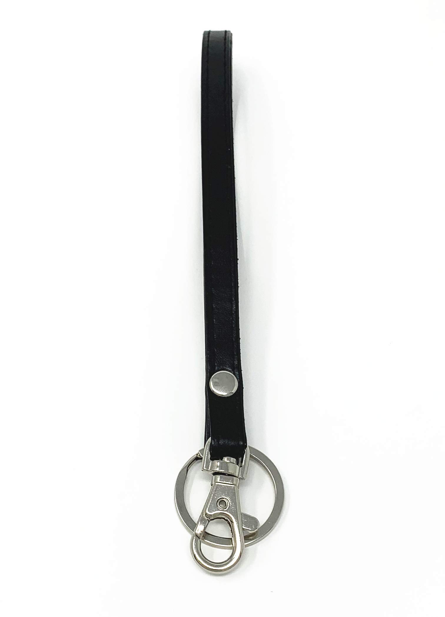 Black PU Leather Wristlet Keychain with Silver Ring & Clasp Hook - Stylish Key Organizer for Women's Purse, Gym Bag & Travel Essentials