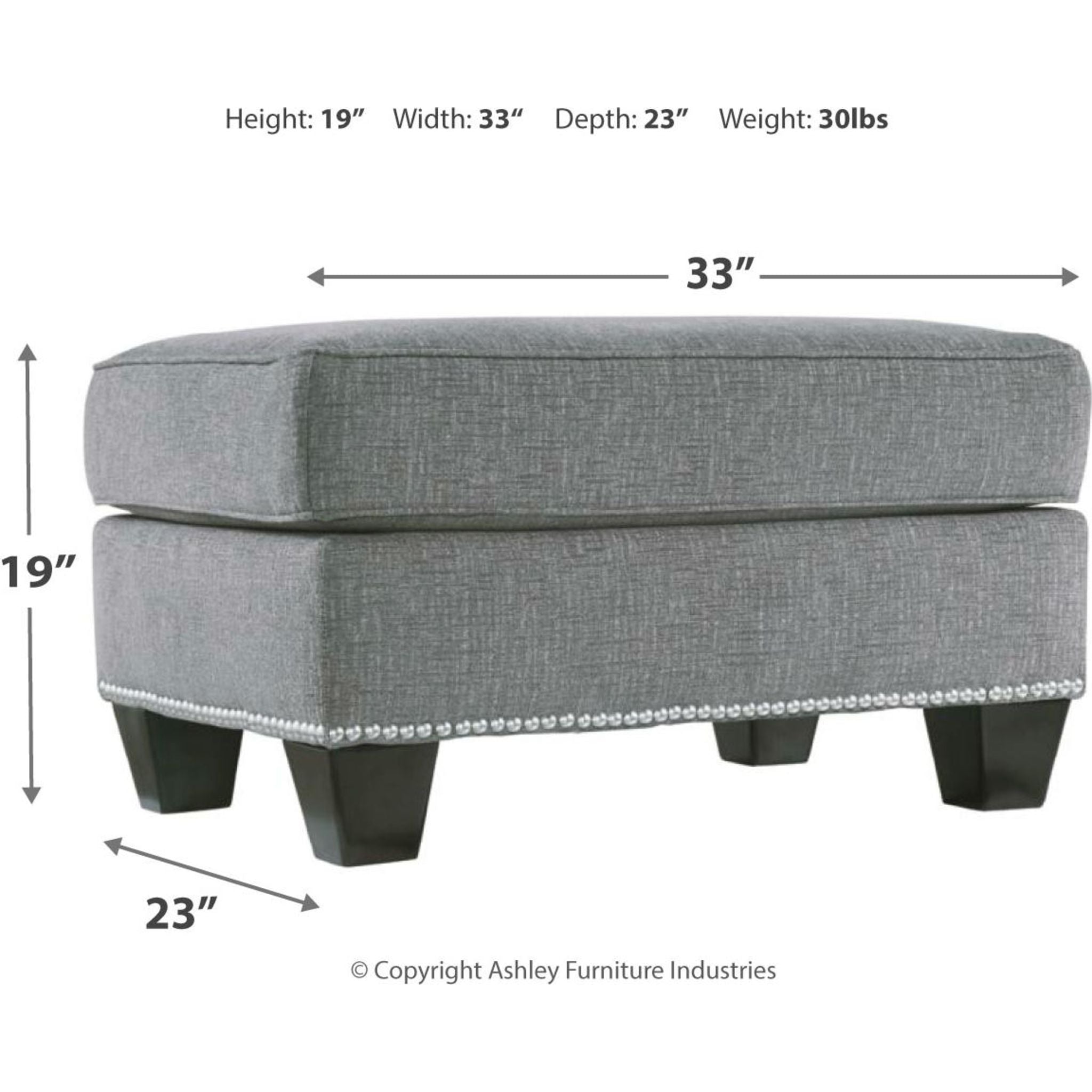 Barrali Ottoman Storage Bench with Tufted Upholstery - Modern Footrest Pouf for Living Room, Bedroom & Entryway - Soft Gray (Fog) - Perfect for Extra Seating & Home Decor