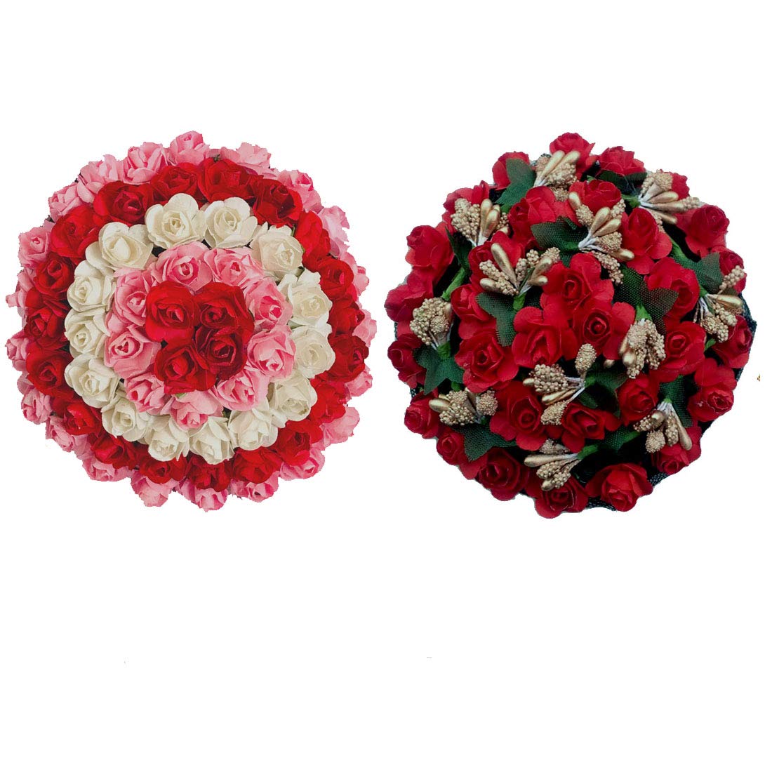 GADINFASHION Bun Juda Maker Flower Gajra Hair Accessories for Women & Girls - 2 Pack Multicolor Hair Clips | Perfect for Weddings, Parties & Ethnic Hairstyles