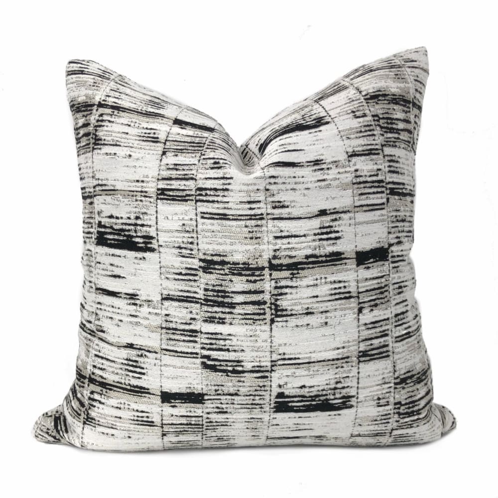 Newman Black Taupe Off White Abstract Stripe Pillow Cover - Modern Decorative Throw Pillow Case for Sofa, Bed, Couch - Home Decor Accent for Living Room, Bedroom