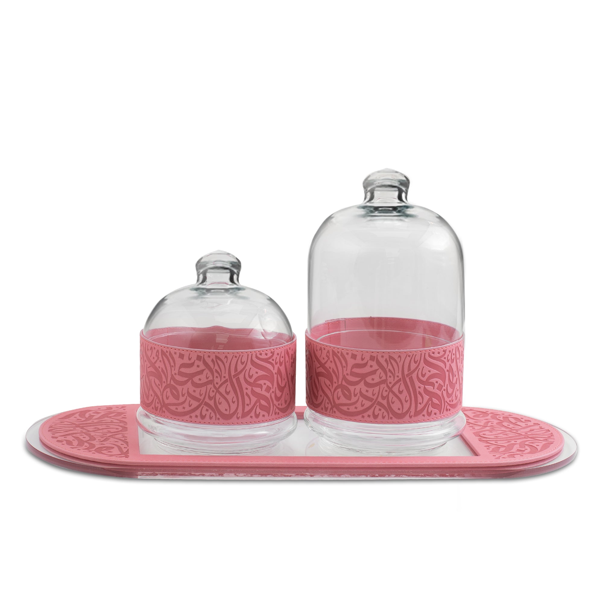 Dimlaj Nagham 3-Piece Serving Bowl Set with Tray - Elegant Pink Porcelain Bowls for Salads, Snacks & Desserts - Perfect for Dinner Parties, Entertaining & Home Decor
