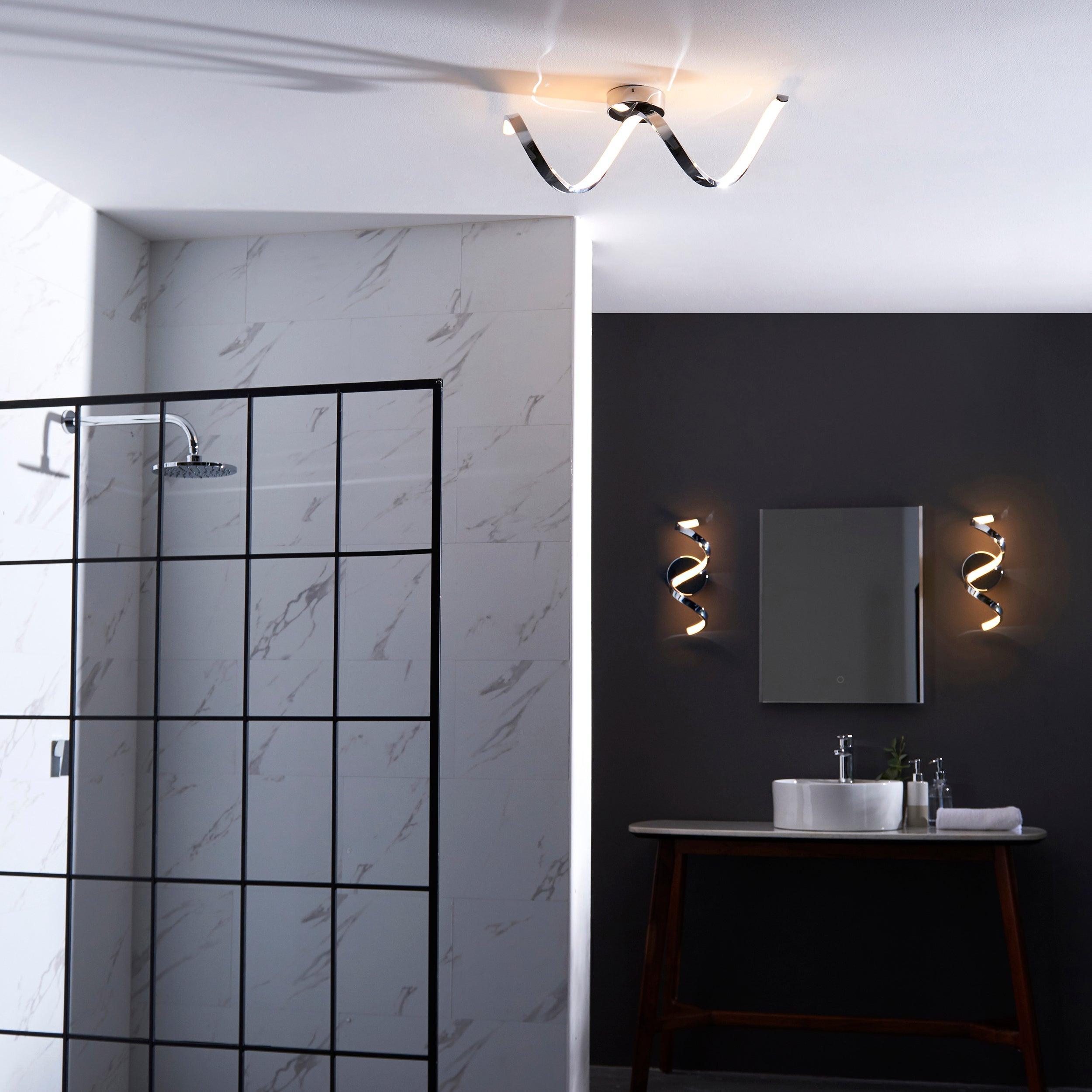 Astral Chrome LED Bathroom Semi Flush Ceiling Light Fixture - Modern Waterproof Lighting for Bathroom, Powder Room & Vanity Areas - Perfect for Home, Hotel and Spa Decor