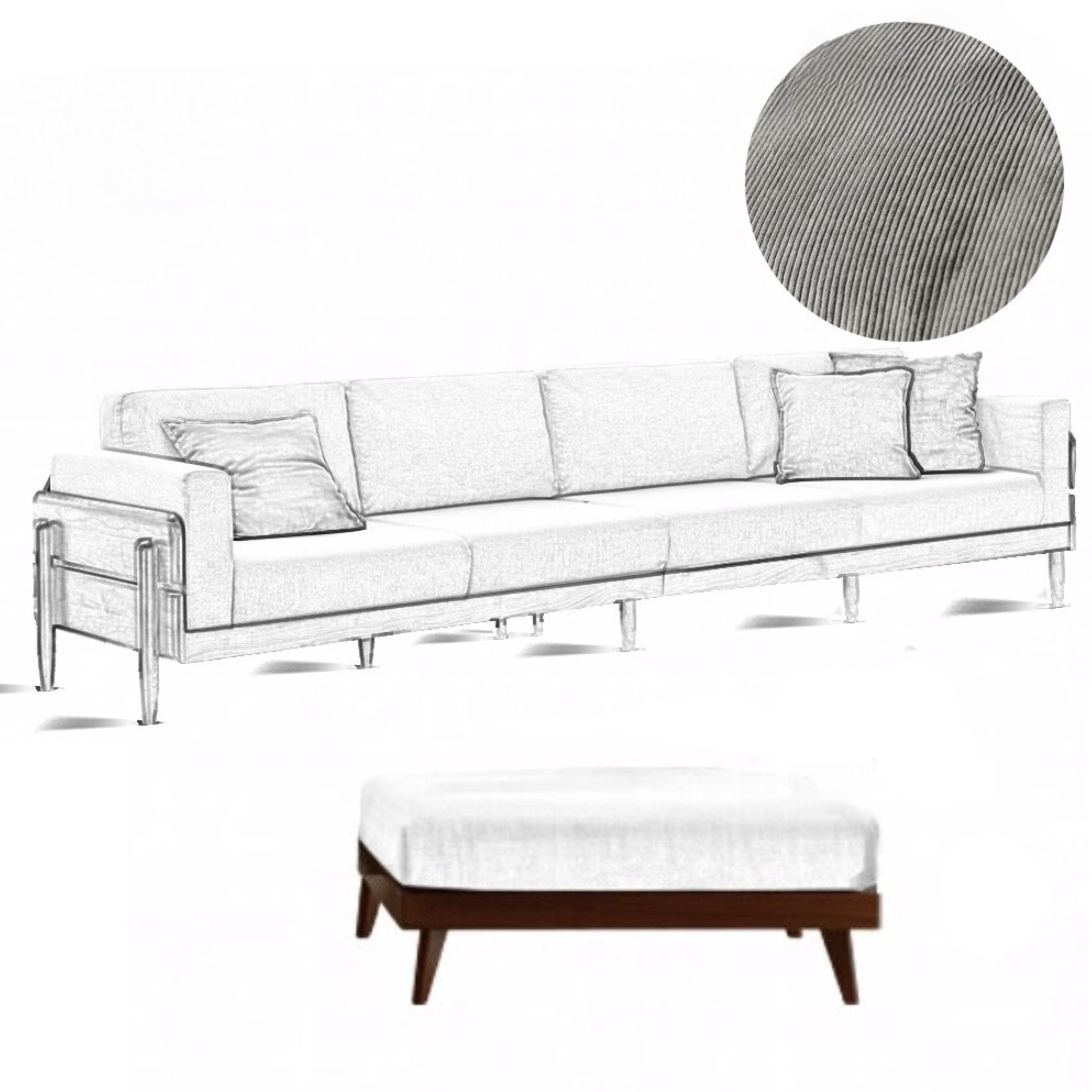 Premium Black Walnut Solid Wood Upholstered Fabric Sofa - Modern Living Room Furniture for Home, Office & Lounge Comfort