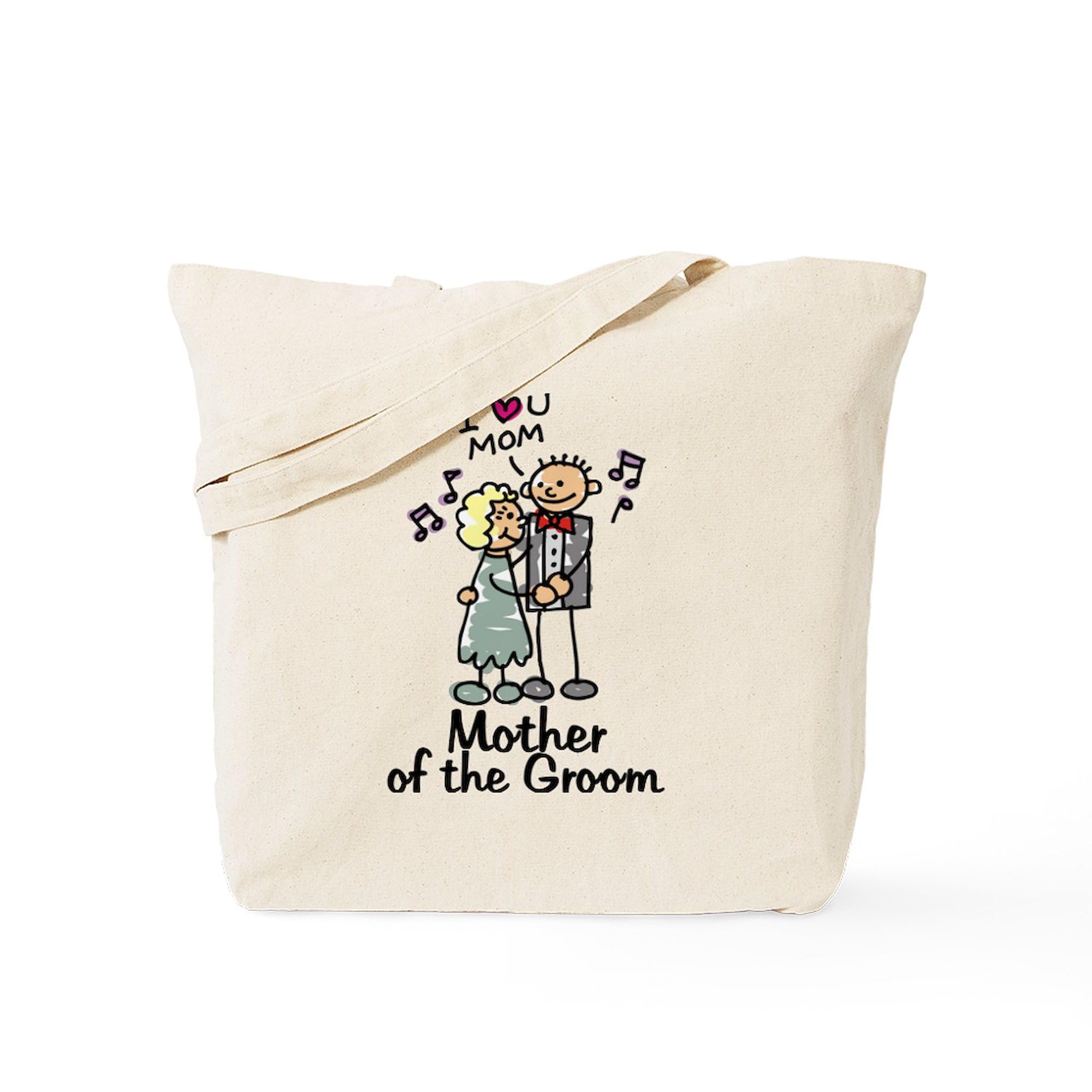 Cartoon Groom's Mother Tote Bag - Natural Canvas Reusable Shopping Bag for Wedding, Bridal Shower & Daily Use - Eco-Friendly Grocery & Beach Tote