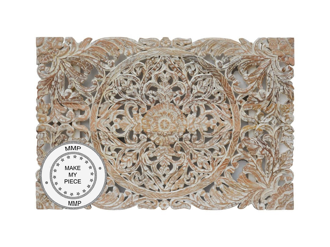 81x122cm Dynasty Oriental Furniture Decorative Panel in Saffron Whitewash - Perfect for Asian-Inspired Home Decor & Wall Accents