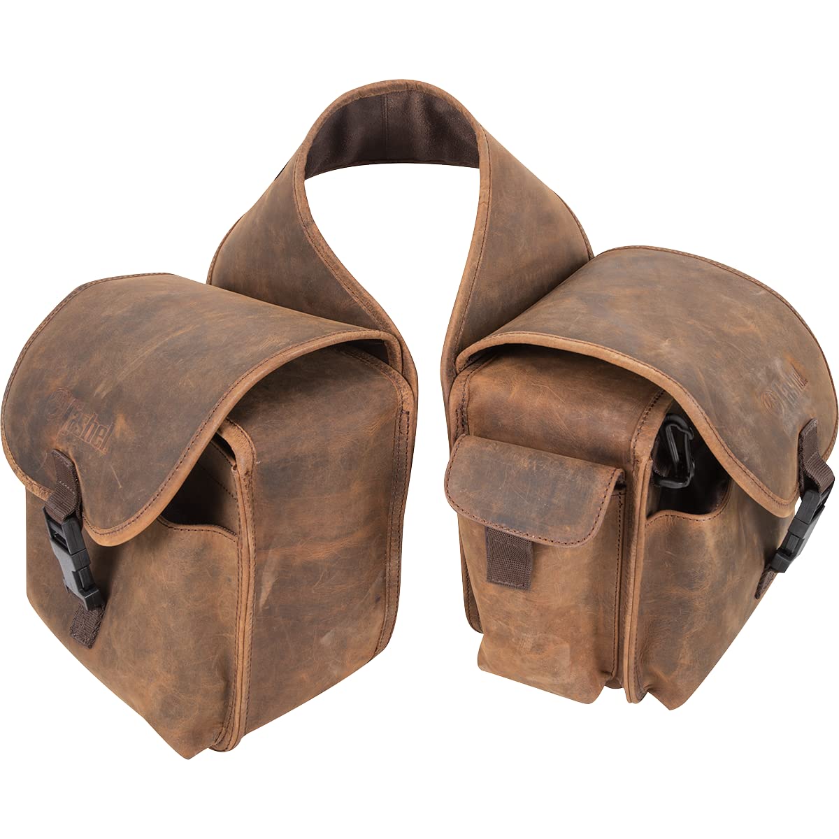 Vintage Distressed Leather Cashel Rear Saddle Bag - Medium Size for Equestrian Riding & Horseback Adventures | Western Cowboy Style Bike Motorcycle Accessory