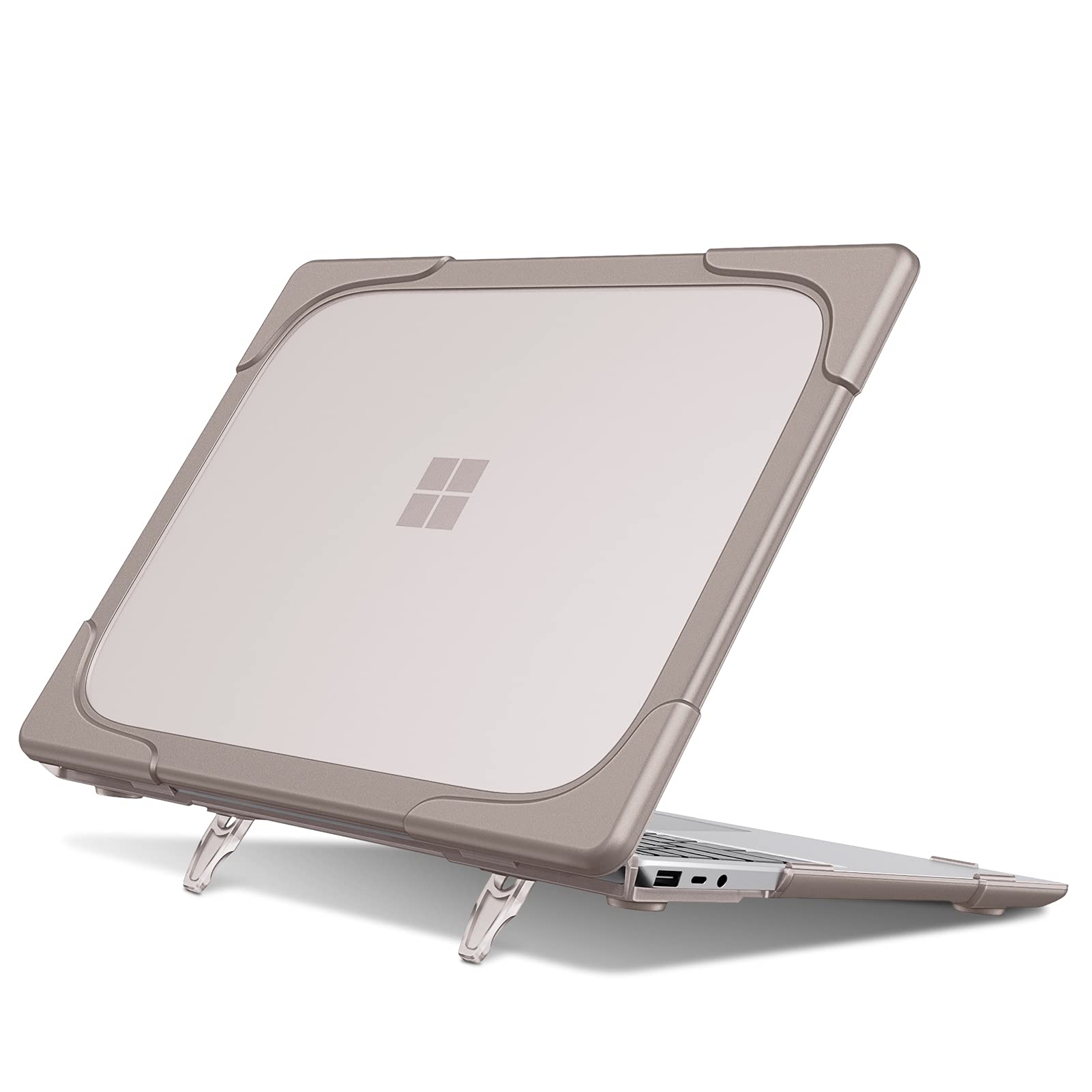 Fintie Heavy Duty Matte Hard Shell Case for Microsoft Surface Laptop Go 2 & Go (2020-2022) - Protective Cover with Foldable Kickstand, Khaki - Perfect for Work, Travel, and School