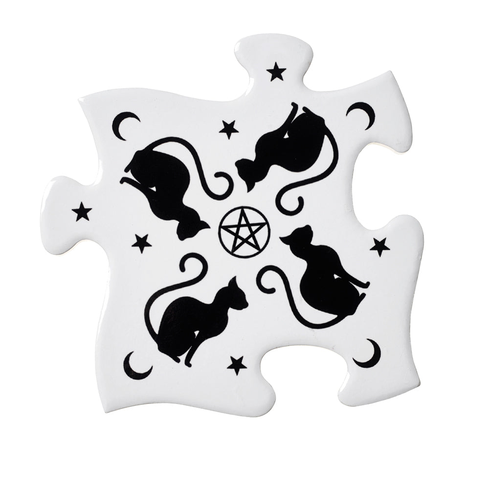 Stylish Black Cat Coasters Set of 6 - Non-Slip Absorbent Cork Backing - Perfect for Coffee Tables, Home Decor & Gifts