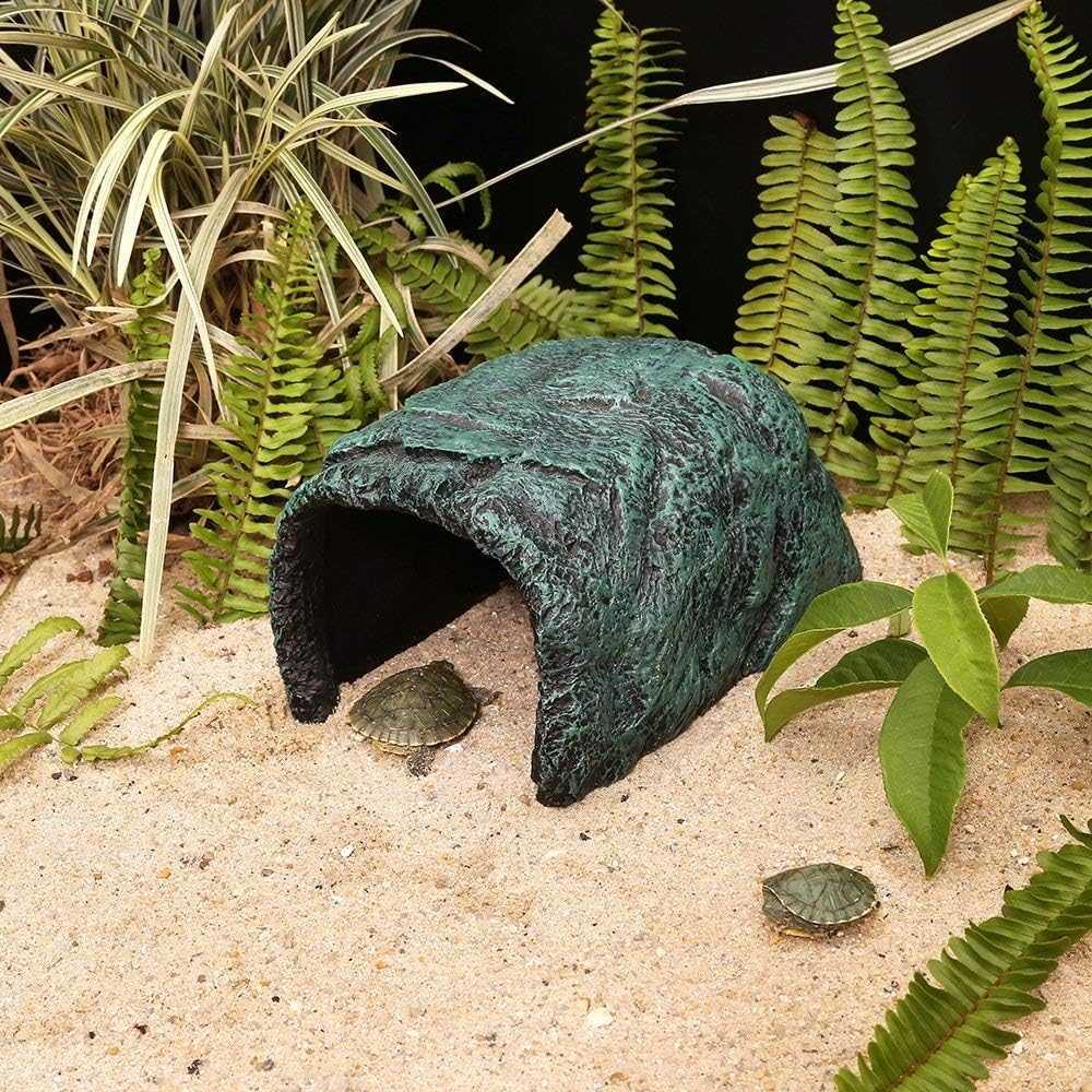 Natural Resin Reptile Hidden Cave Aquarium Decoration - Perfect for Terrariums, Fish Tanks & Reptile Habitats