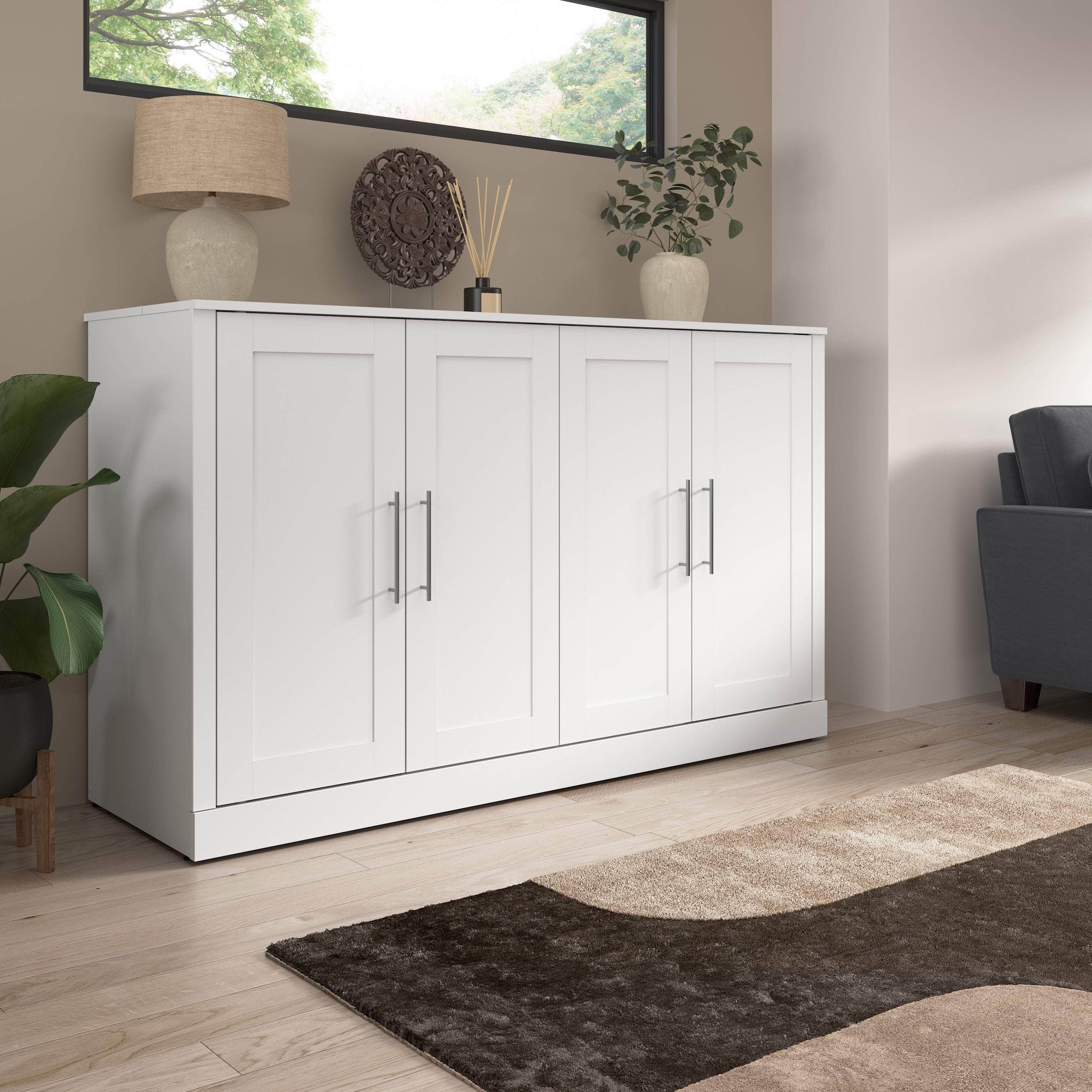 Pur 75W Queen Cabinet Bed with Mattress - 3 Color Options | Space-Saving Murphy Bed for Small Apartments & Guest Rooms