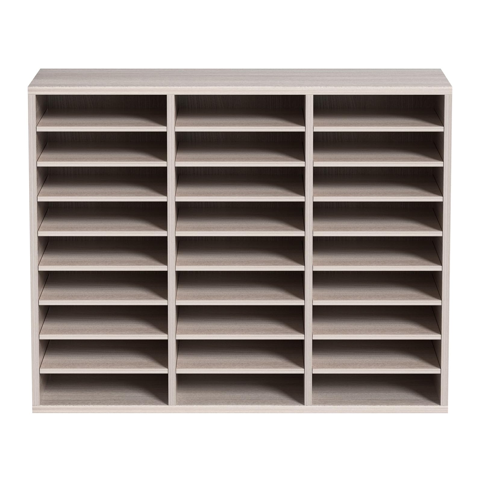 VEVOR 27 Compartment Wooden Literature Organizer with Adjustable Shelves | MDF Mail Center for Office, Home & School | File, Document, Paper & Magazine Storage in Grey | Perfect for Home Office Organization & Classroom Supplies