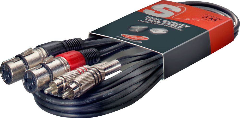 Stagg 10ft. Twin Audio Cable - Female XLR to Male RCA Connector for Studio, DJ, and Home Audio Equipment